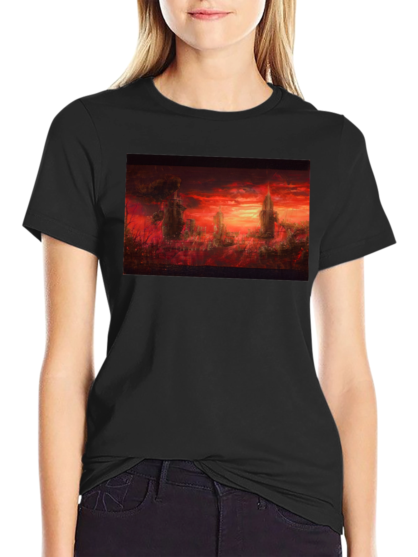 Inferno City Graphic Tee - Soft Black Cotton T-Shirt