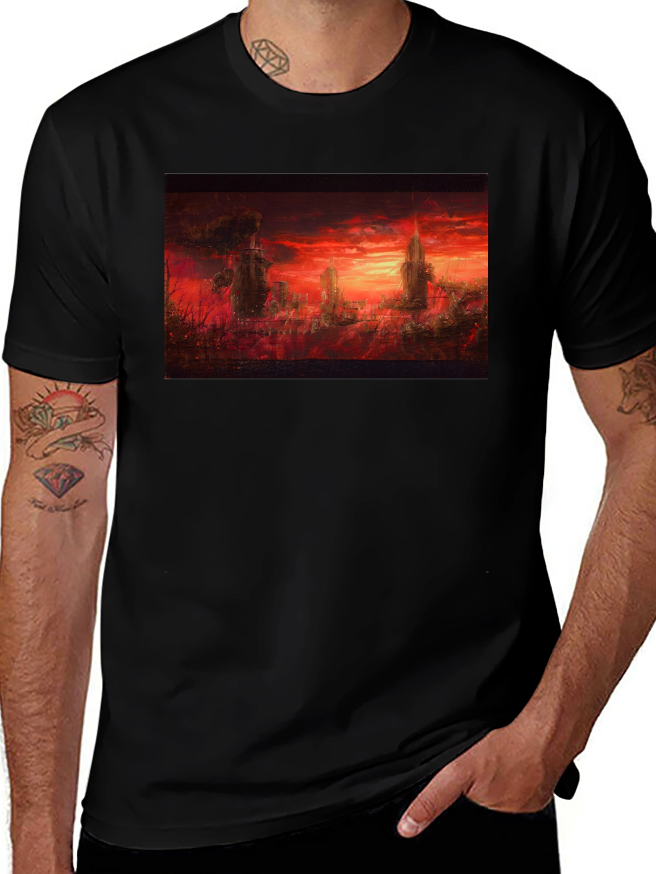 Inferno City Graphic Tee - Soft Black Cotton T-Shirt