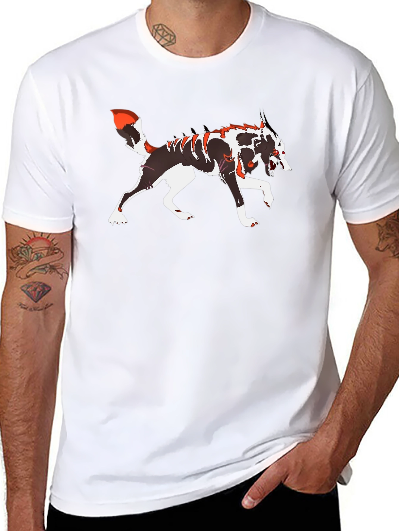 Wolf Graphic T-Shirt - Black Crew Neck Tee