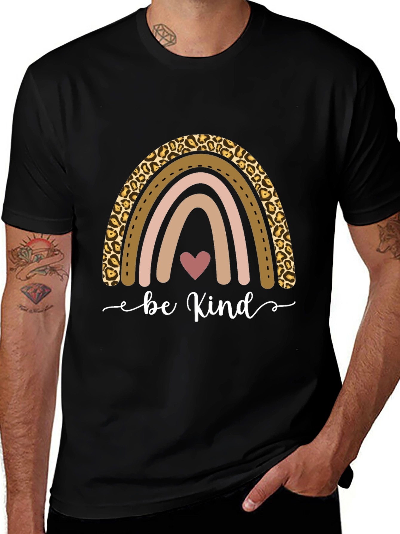 Be Kind Rainbow Leopard Print T-Shirt