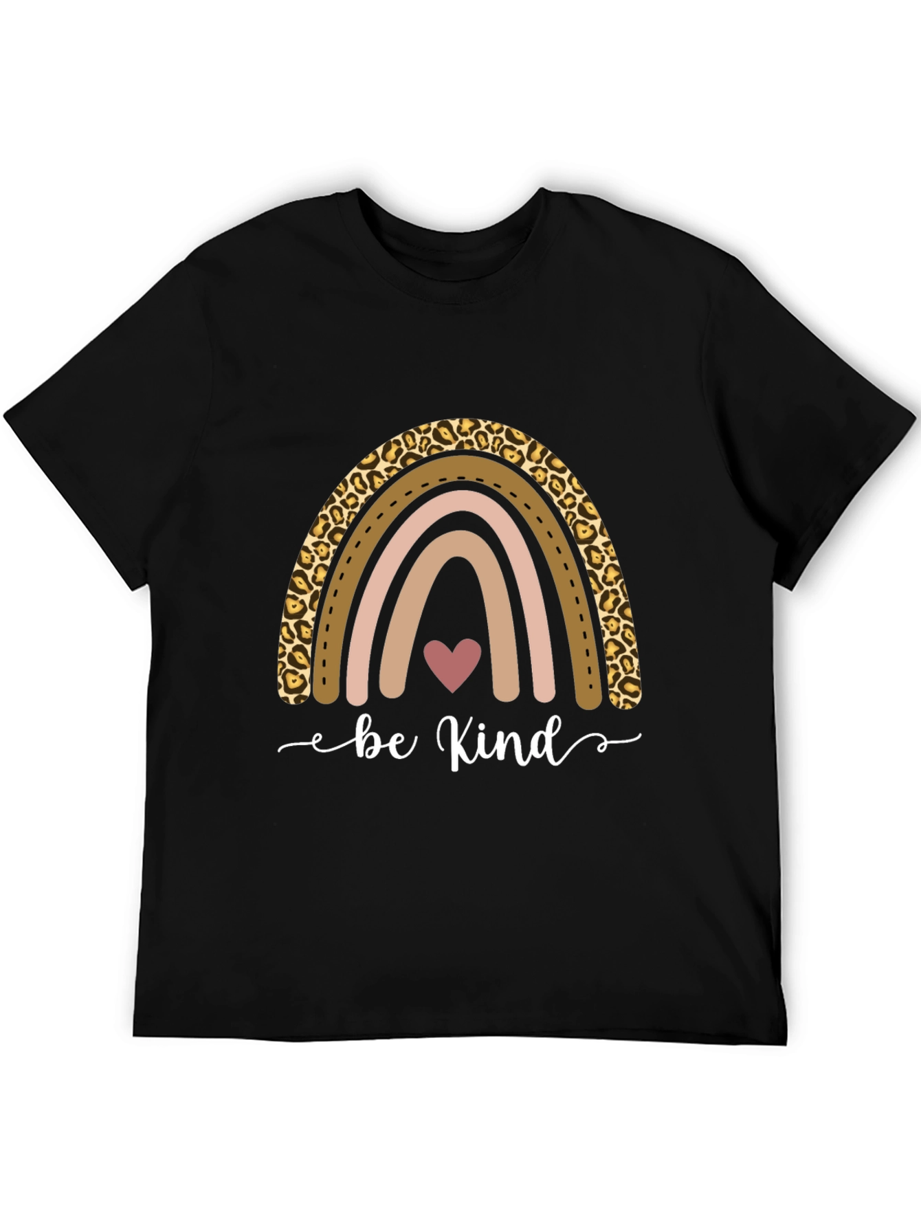 Be Kind Rainbow Leopard Print T-Shirt