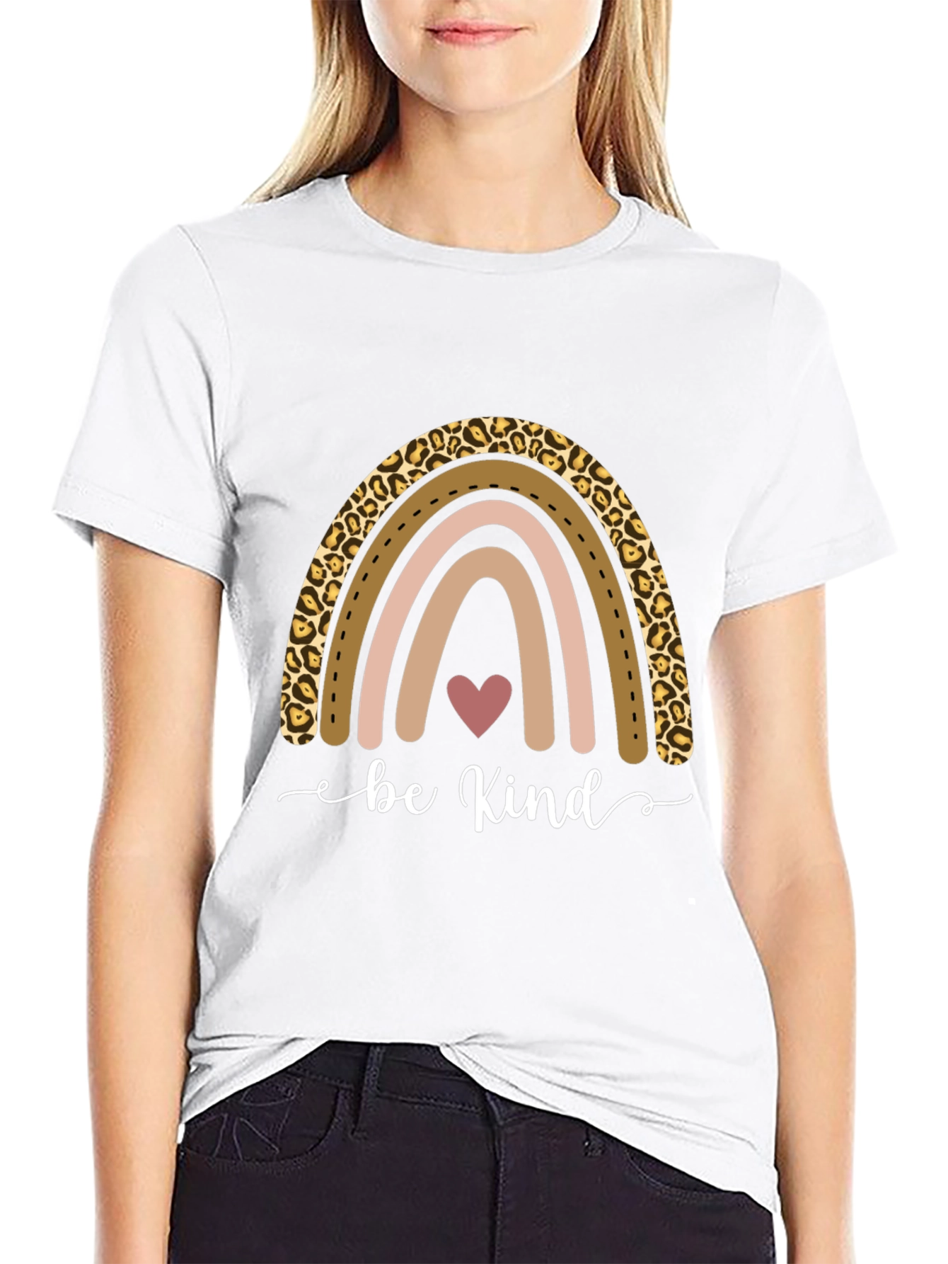 Be Kind Rainbow Leopard Print T-Shirt