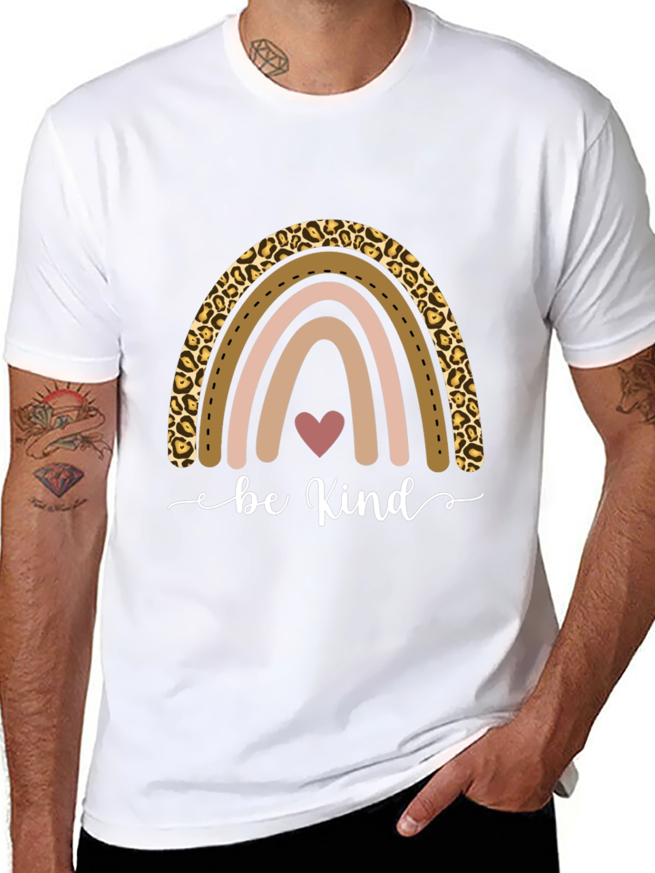 Be Kind Rainbow Leopard Print T-Shirt