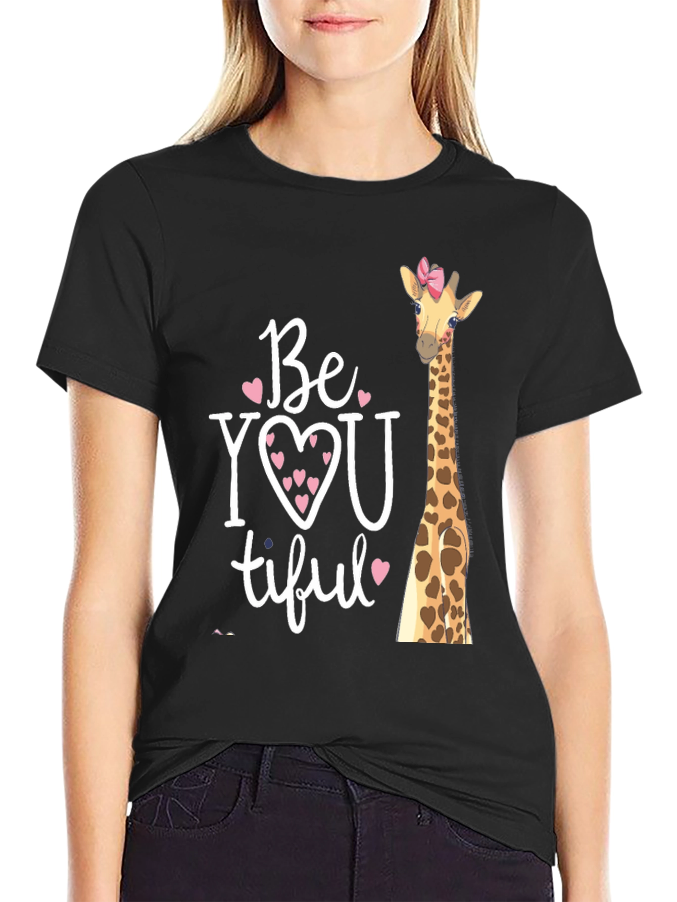 BeYOUtiful Giraffe Graphic Tee - Unisex Black T-Shirt