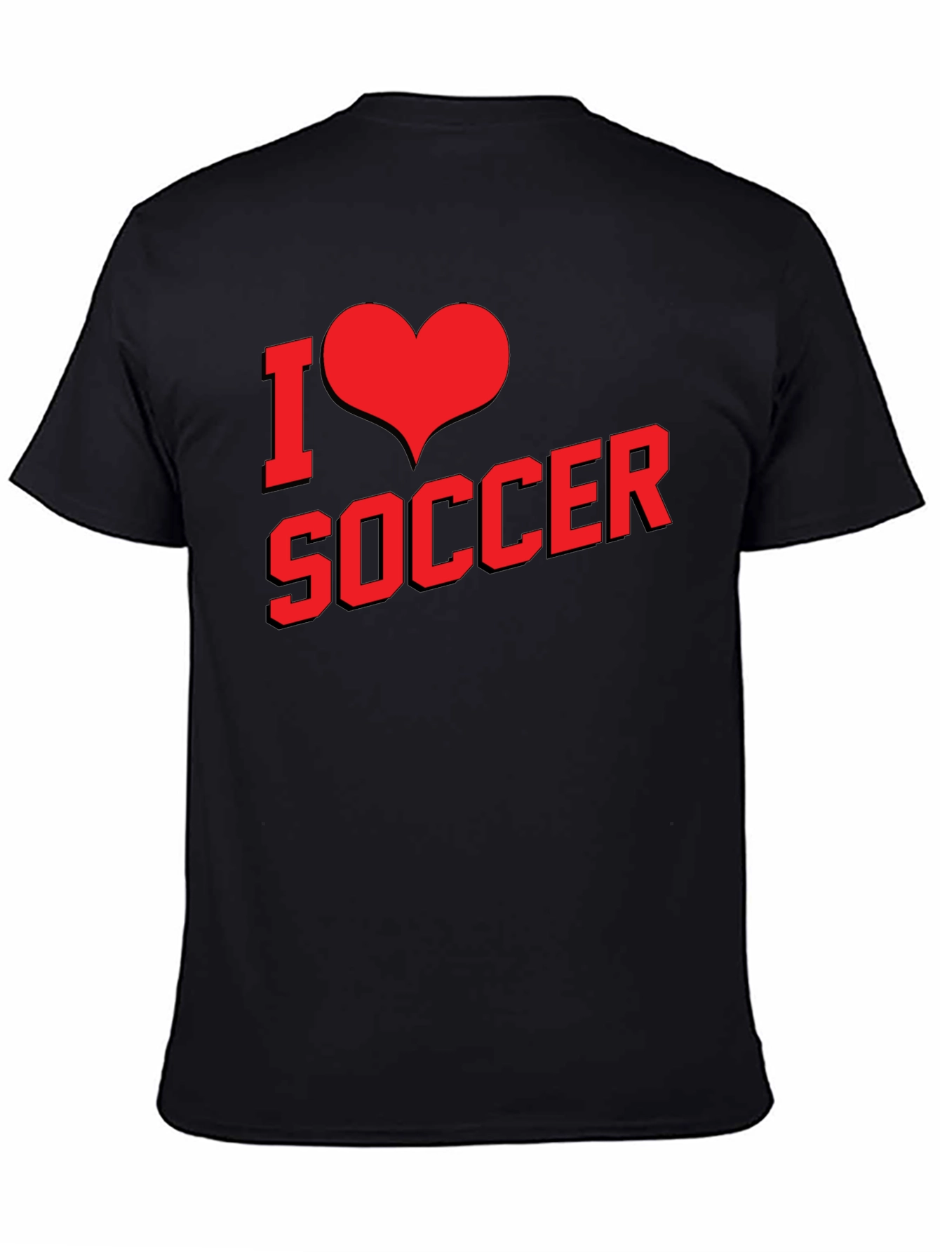 I Love Soccer Graphic Tee - Black Cotton T-Shirt
