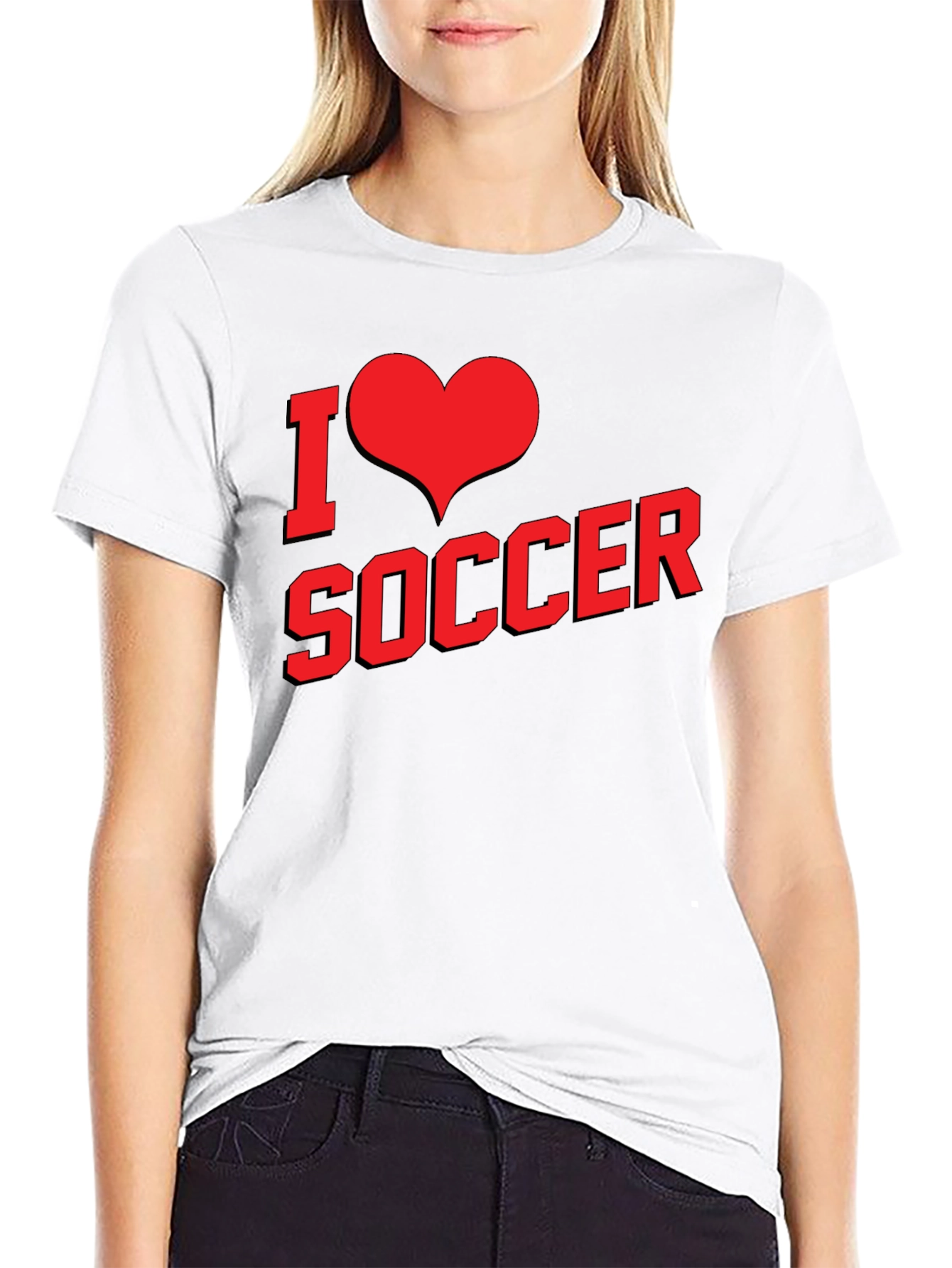 I Love Soccer Graphic Tee - Black Cotton T-Shirt