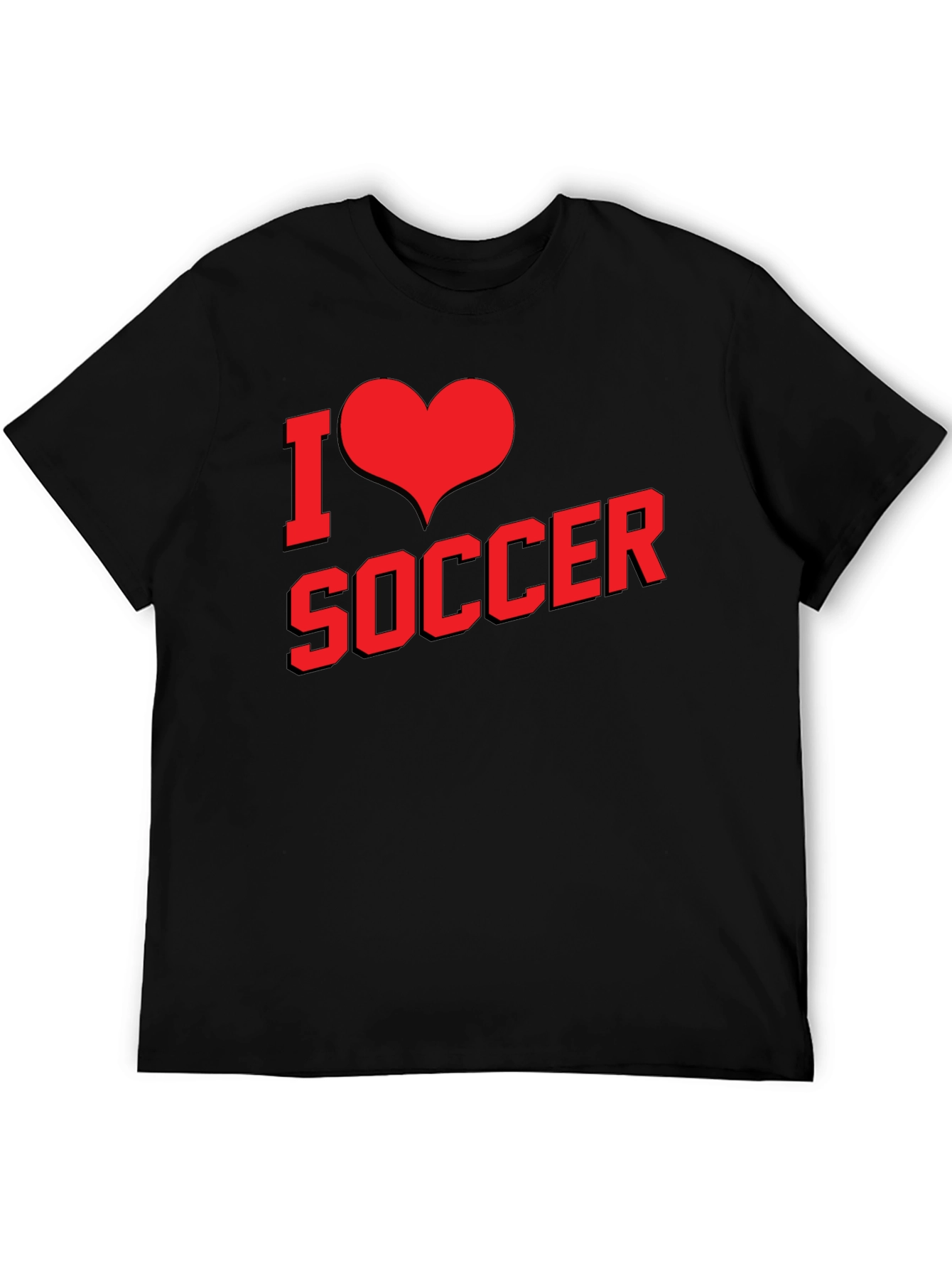 I Love Soccer Graphic Tee - Black Cotton T-Shirt