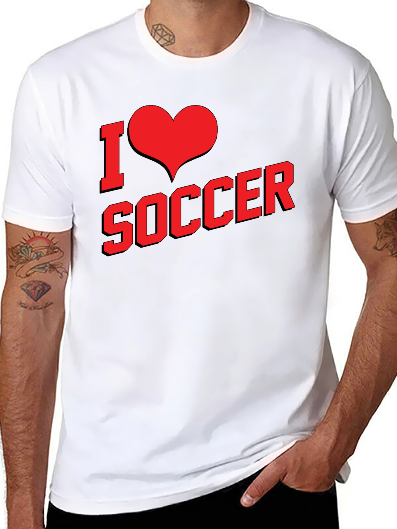 I Love Soccer Graphic Tee - Black Cotton T-Shirt