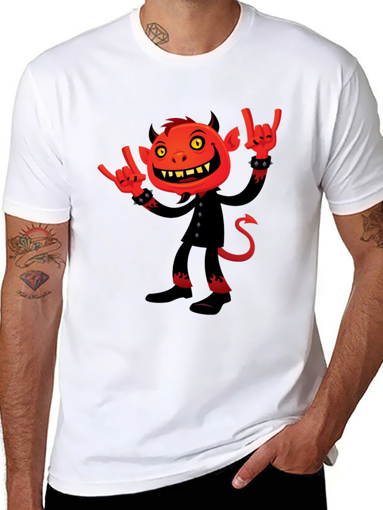 Rock On Devil Graphic Black T-Shirt