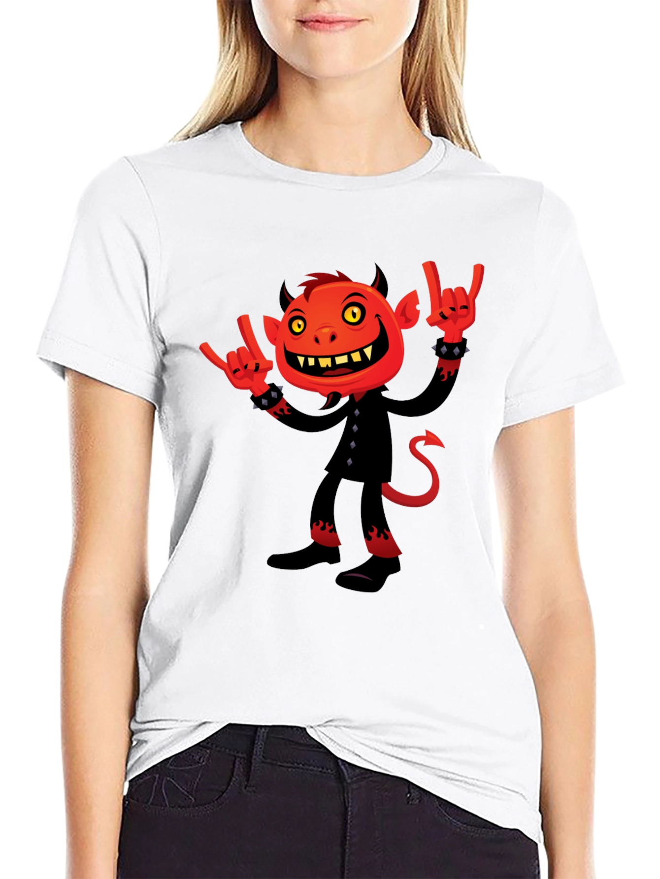 Rock On Devil Graphic Black T-Shirt