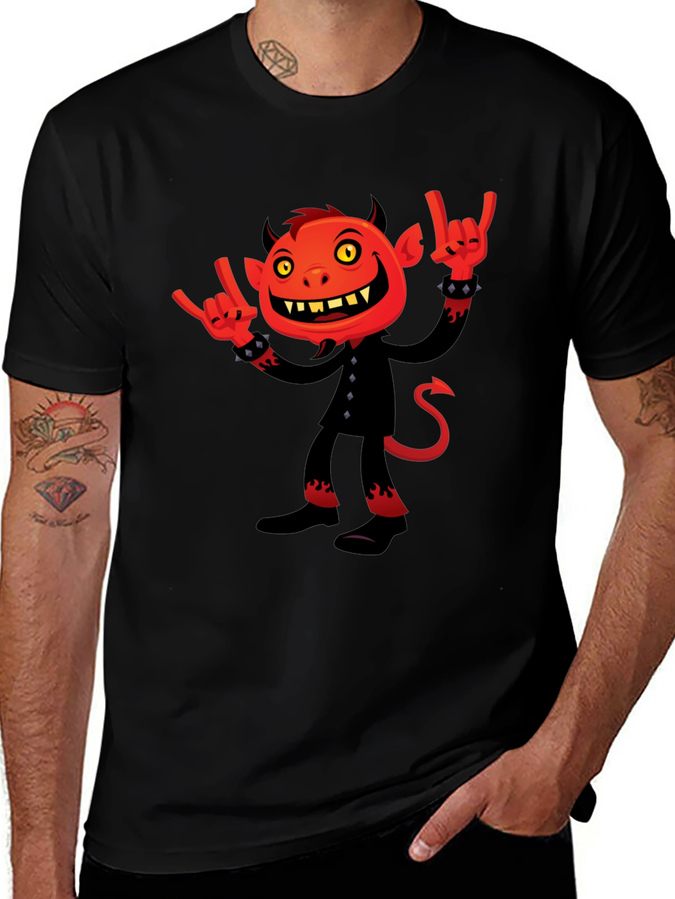 Rock On Devil Graphic Black T-Shirt