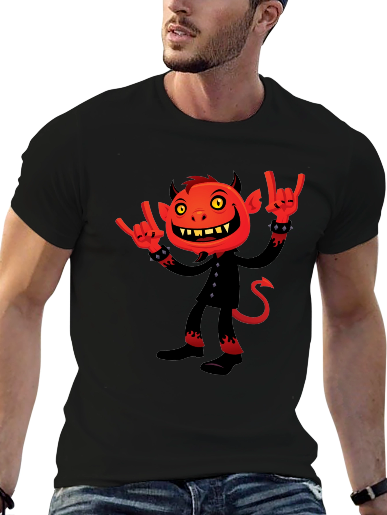 Rock On Devil Graphic Black T-Shirt