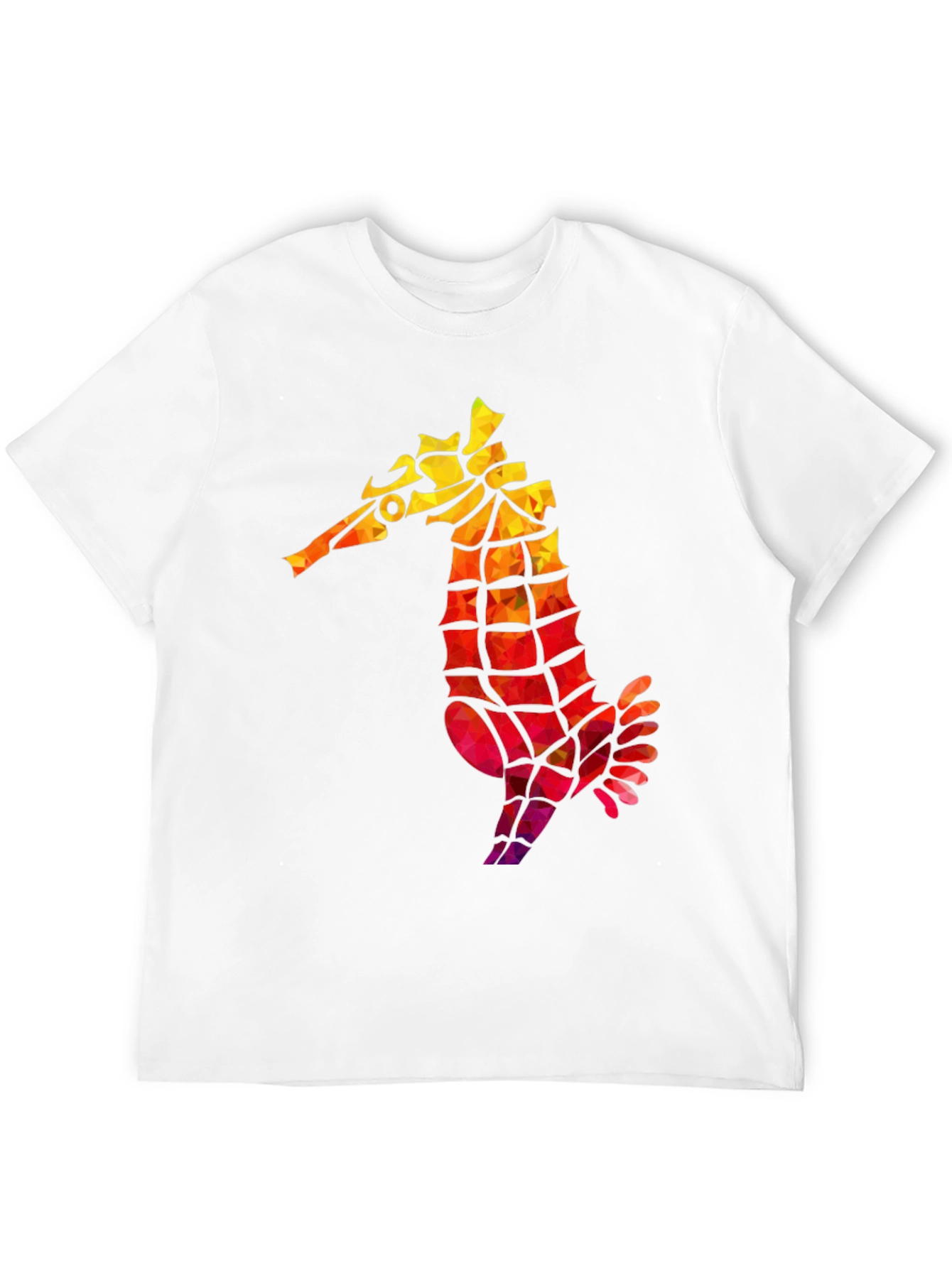 Geometric Seahorse Graphic Tee - Black