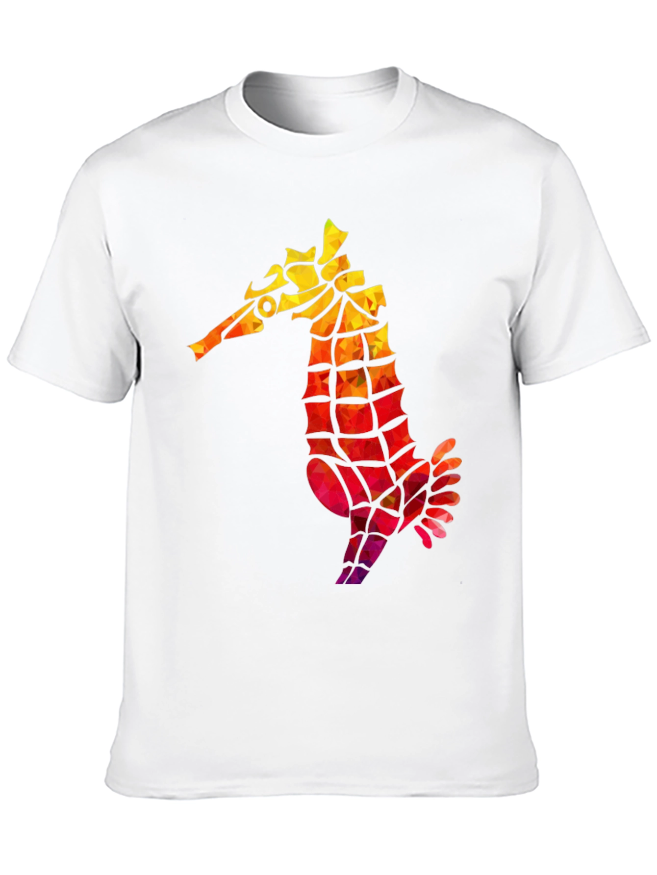 Geometric Seahorse Graphic Tee - Black