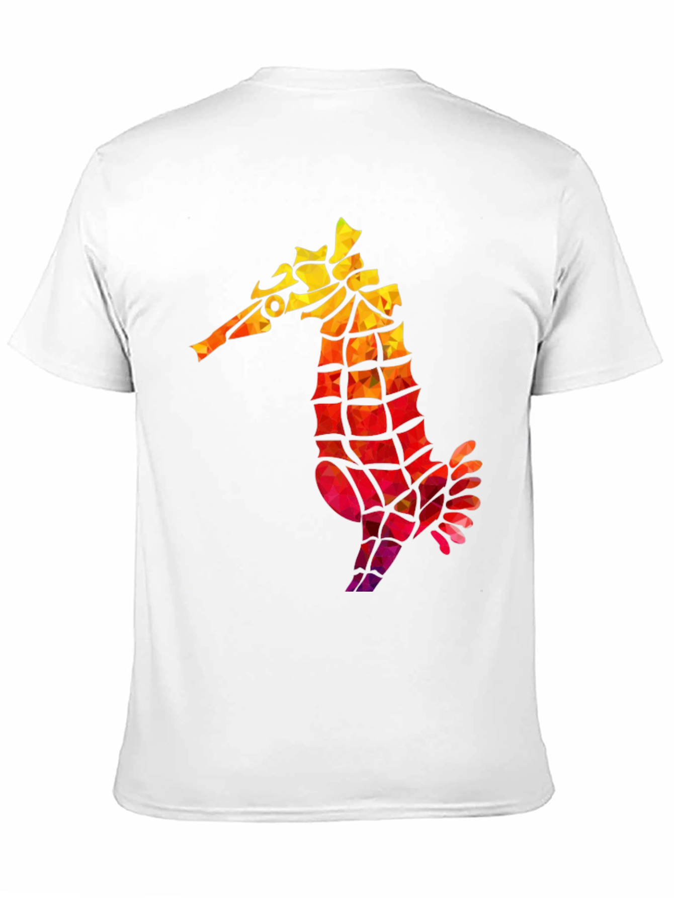 Geometric Seahorse Graphic Tee - Black