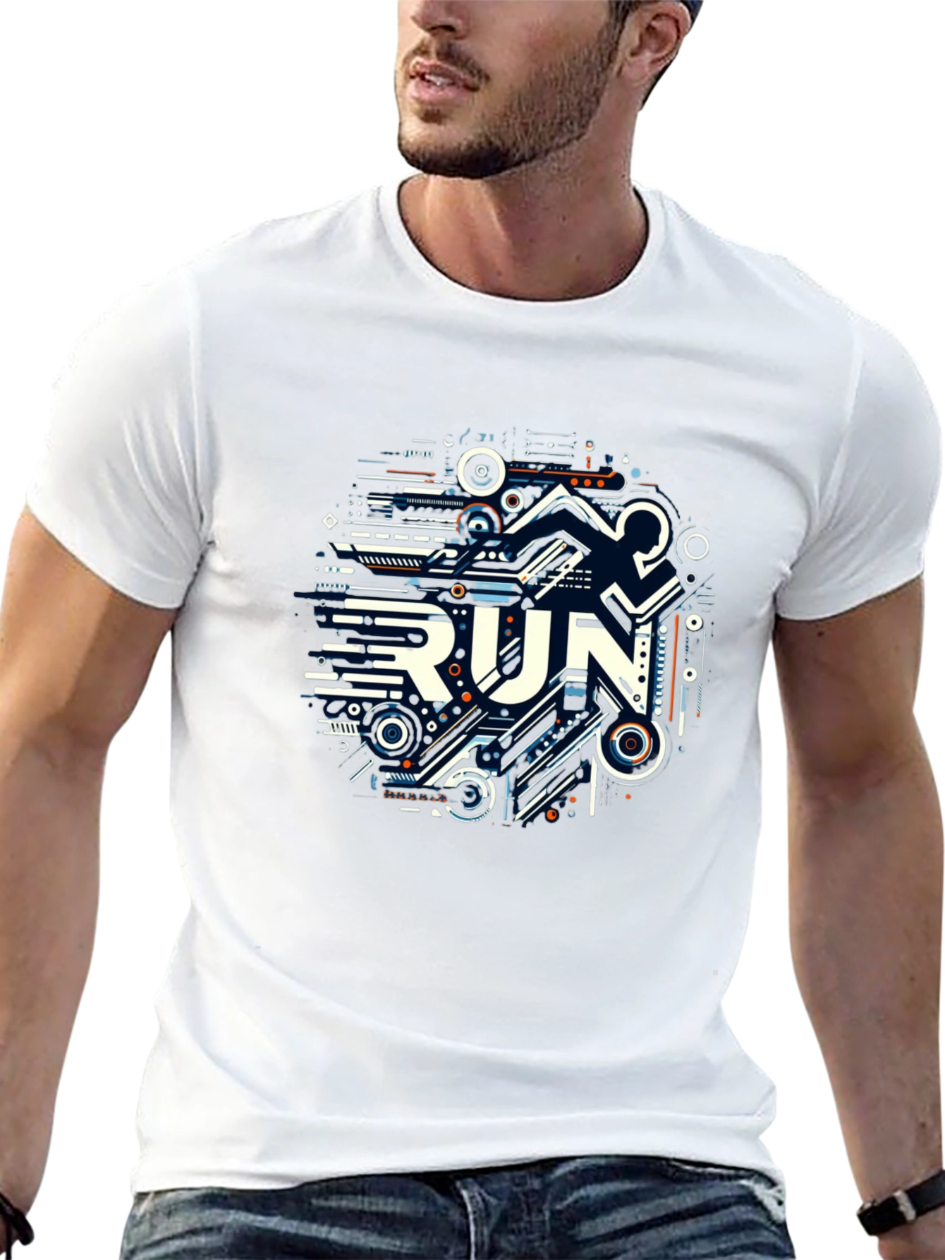 Abstract RUN Graphic Tee - Black Unisex T-Shirt