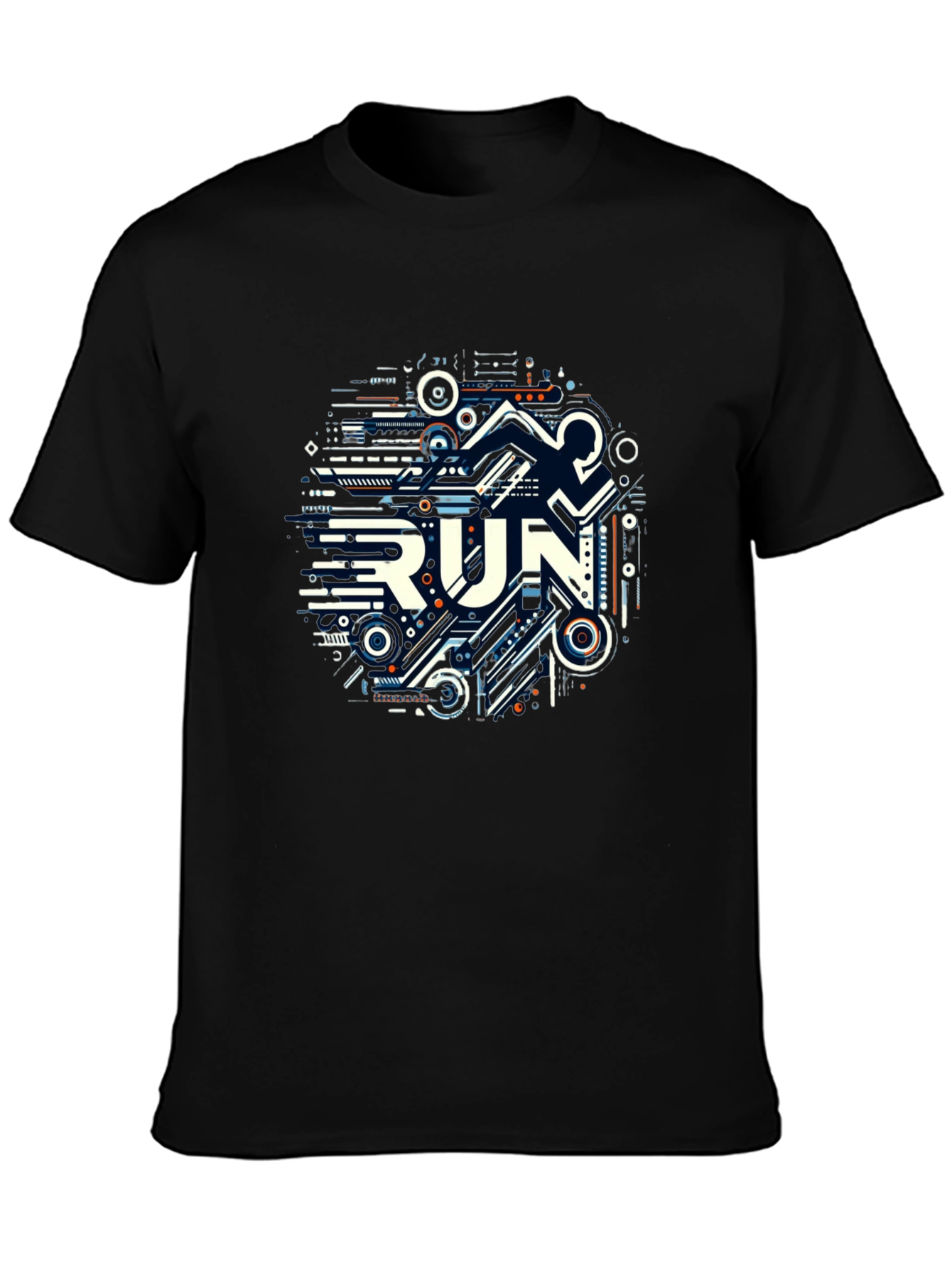 Abstract RUN Graphic Tee - Black Unisex T-Shirt