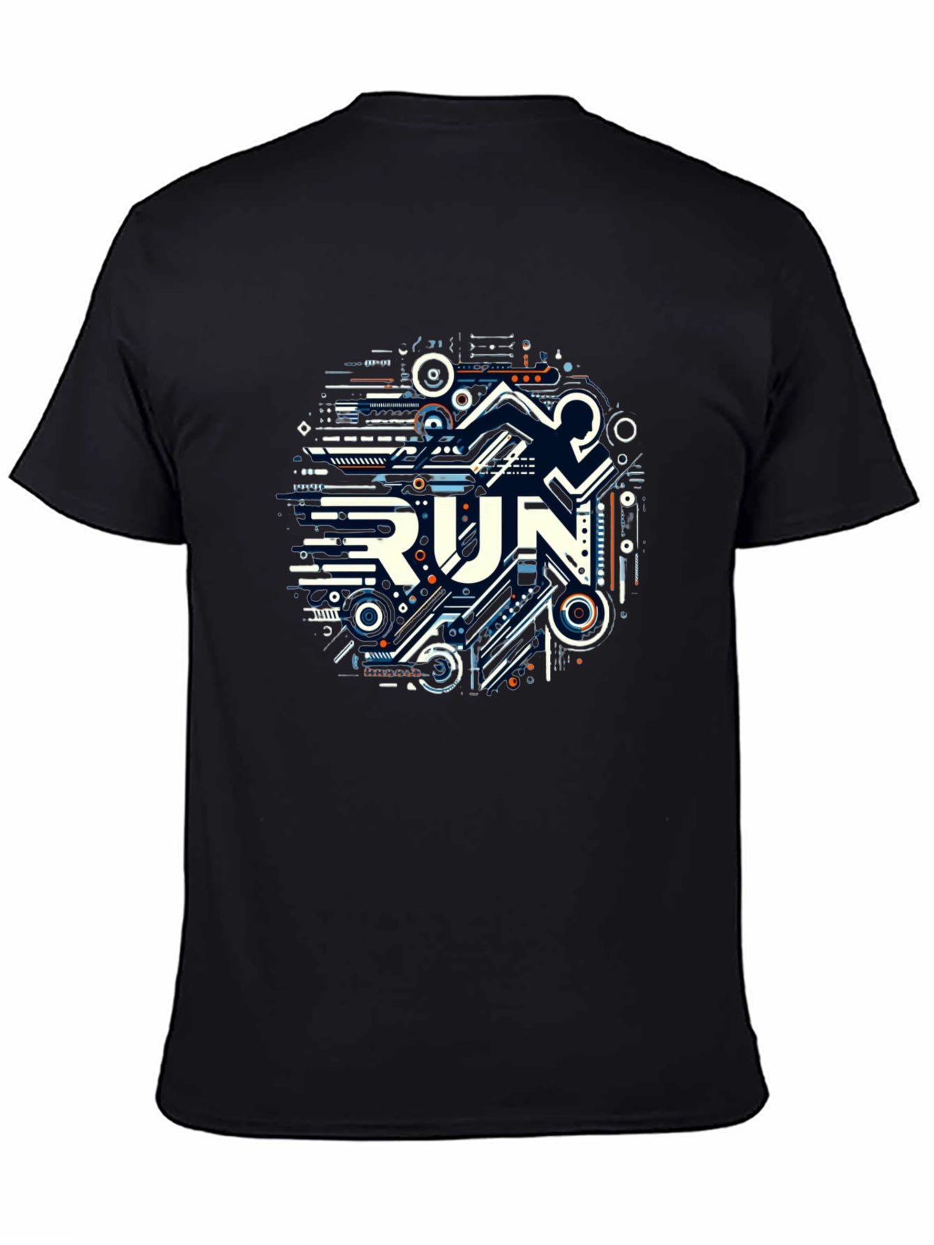 Abstract RUN Graphic Tee - Black Unisex T-Shirt