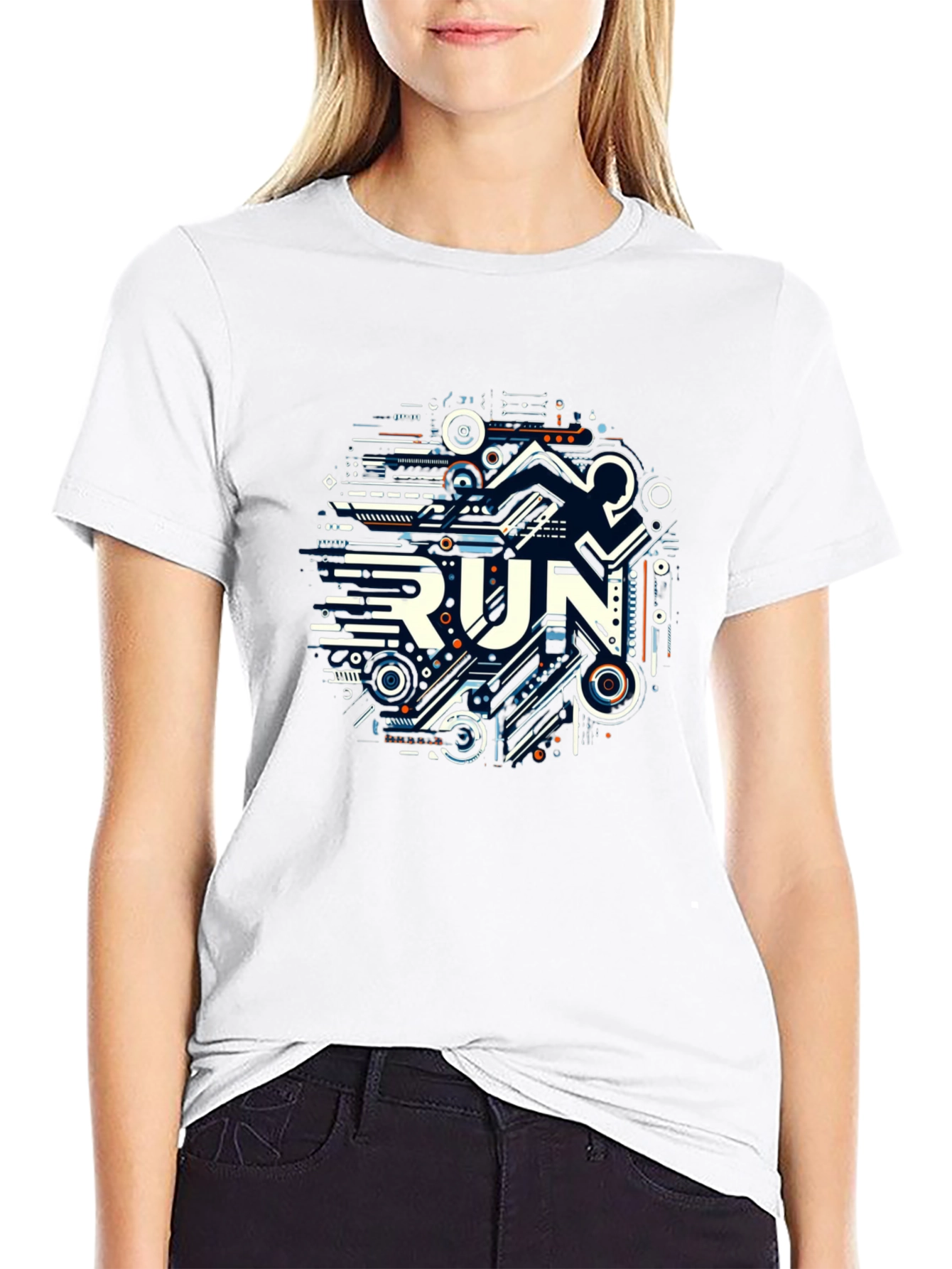 Abstract RUN Graphic Tee - Black Unisex T-Shirt