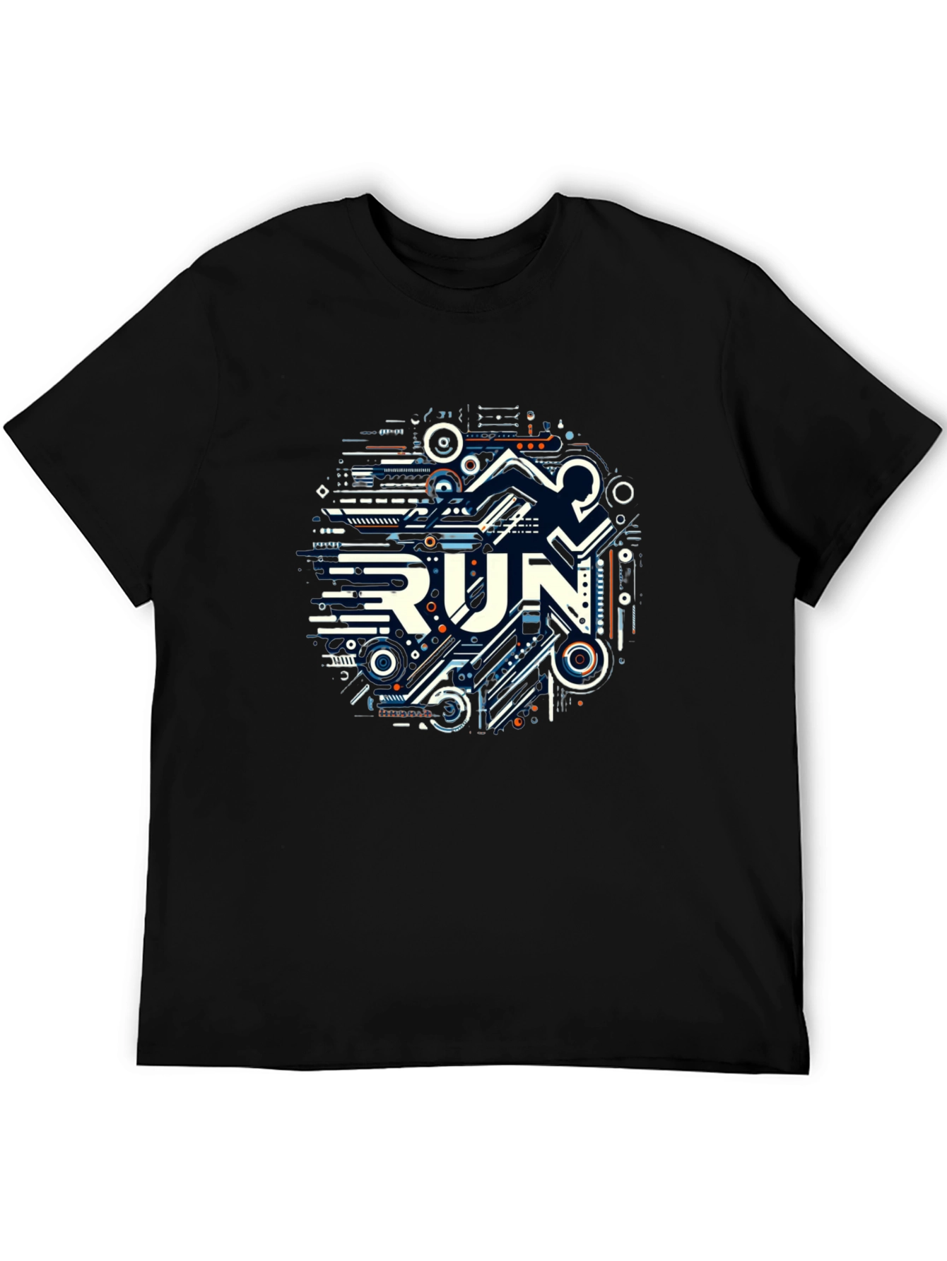 Abstract RUN Graphic Tee - Black Unisex T-Shirt
