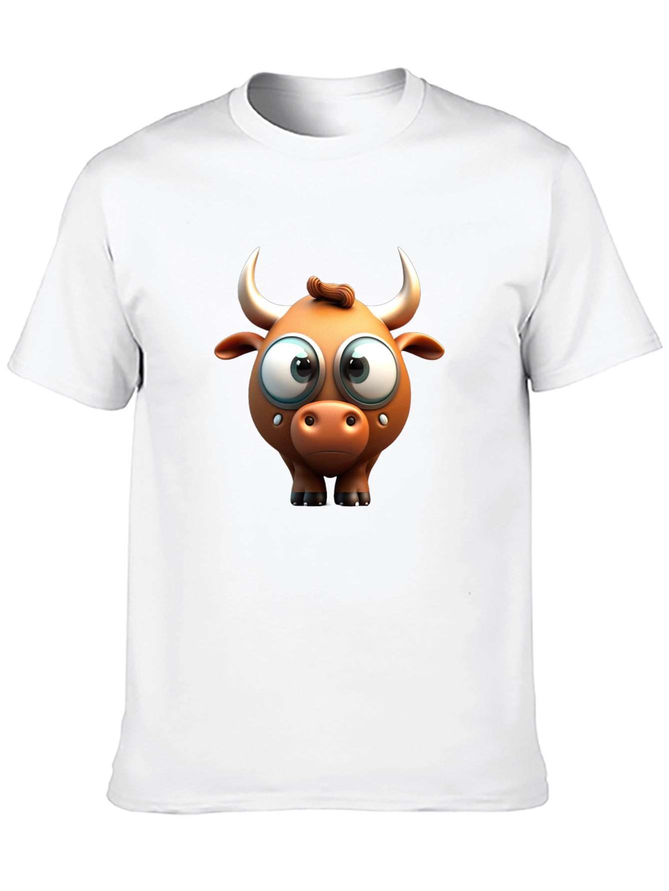 Funny Cartoon Bull Graphic Black T-Shirt