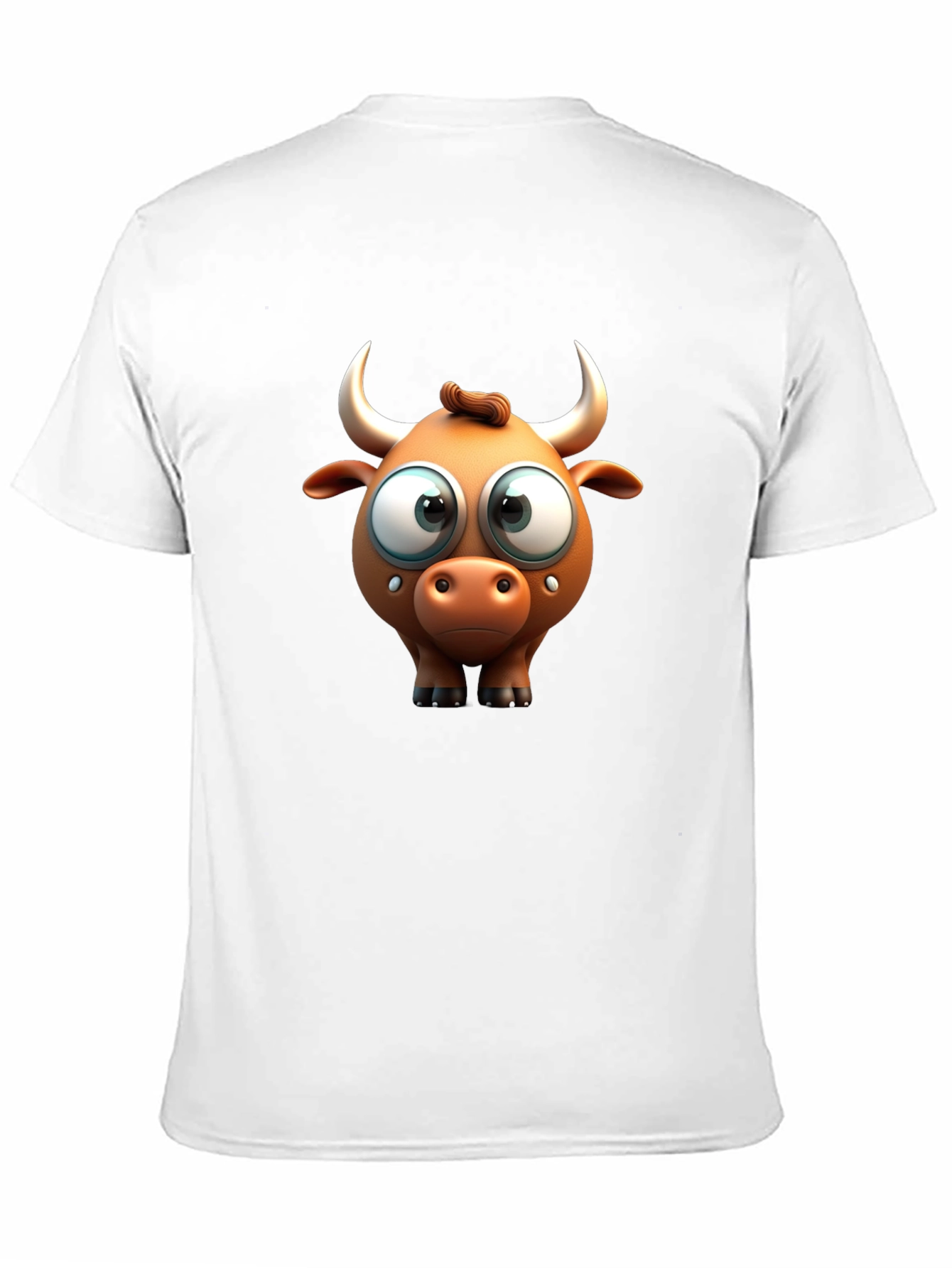Funny Cartoon Bull Graphic Black T-Shirt