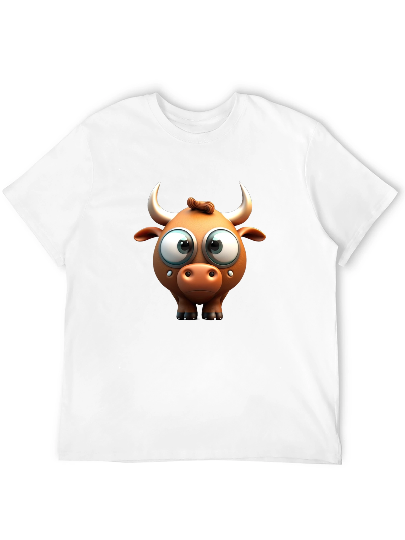 Funny Cartoon Bull Graphic Black T-Shirt