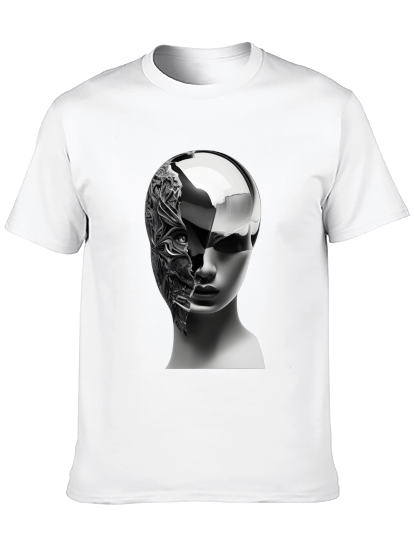 Futuristic Woman Graphic Tee - Black Cotton Blend