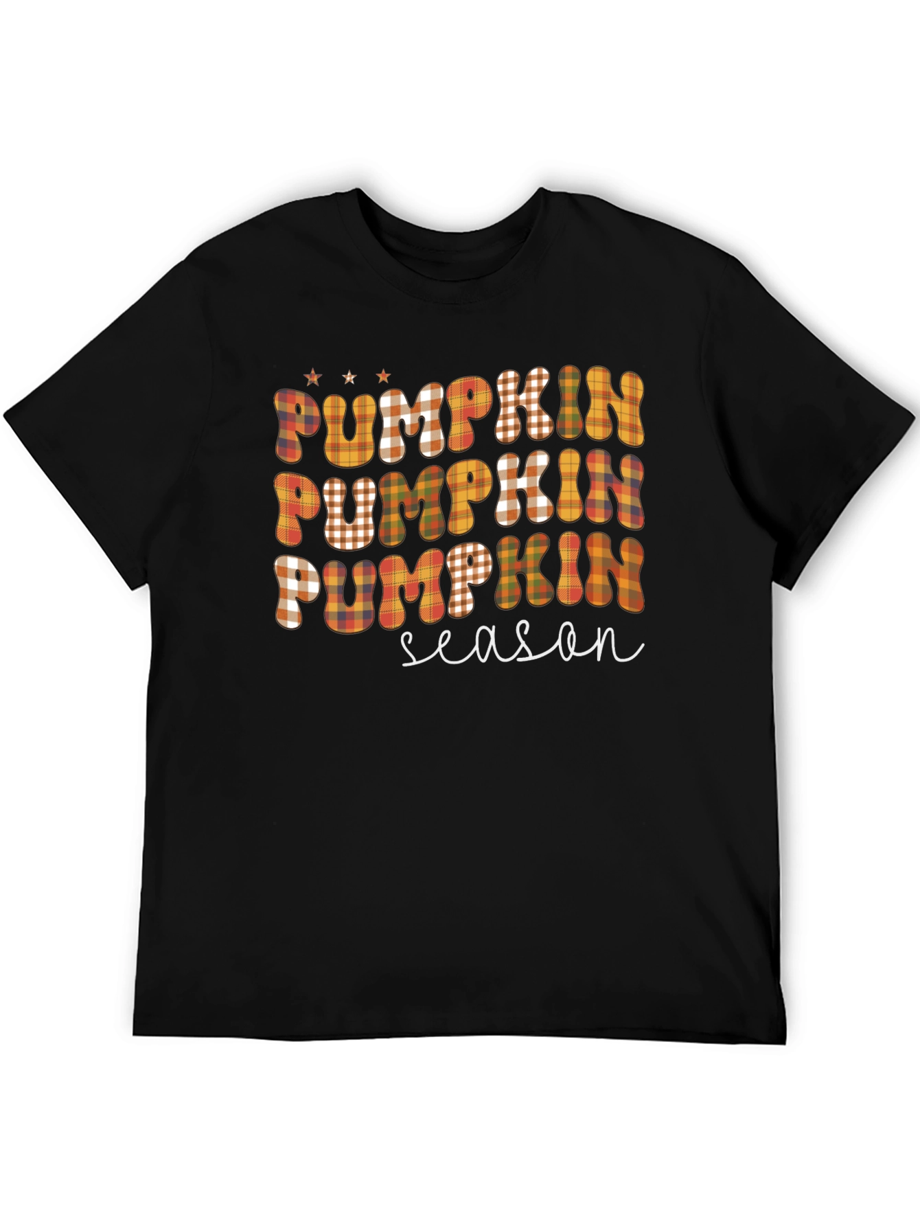 Pumpkin Season Plaid Graphic Tee - Fall Fashion