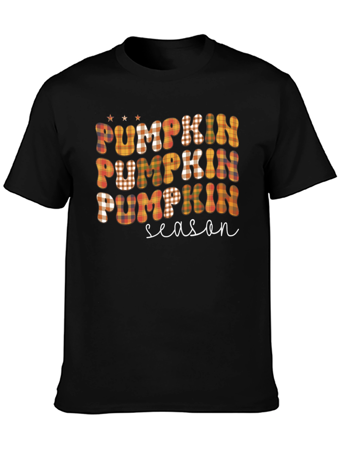 Pumpkin Season Plaid Graphic Tee - Fall Fashion