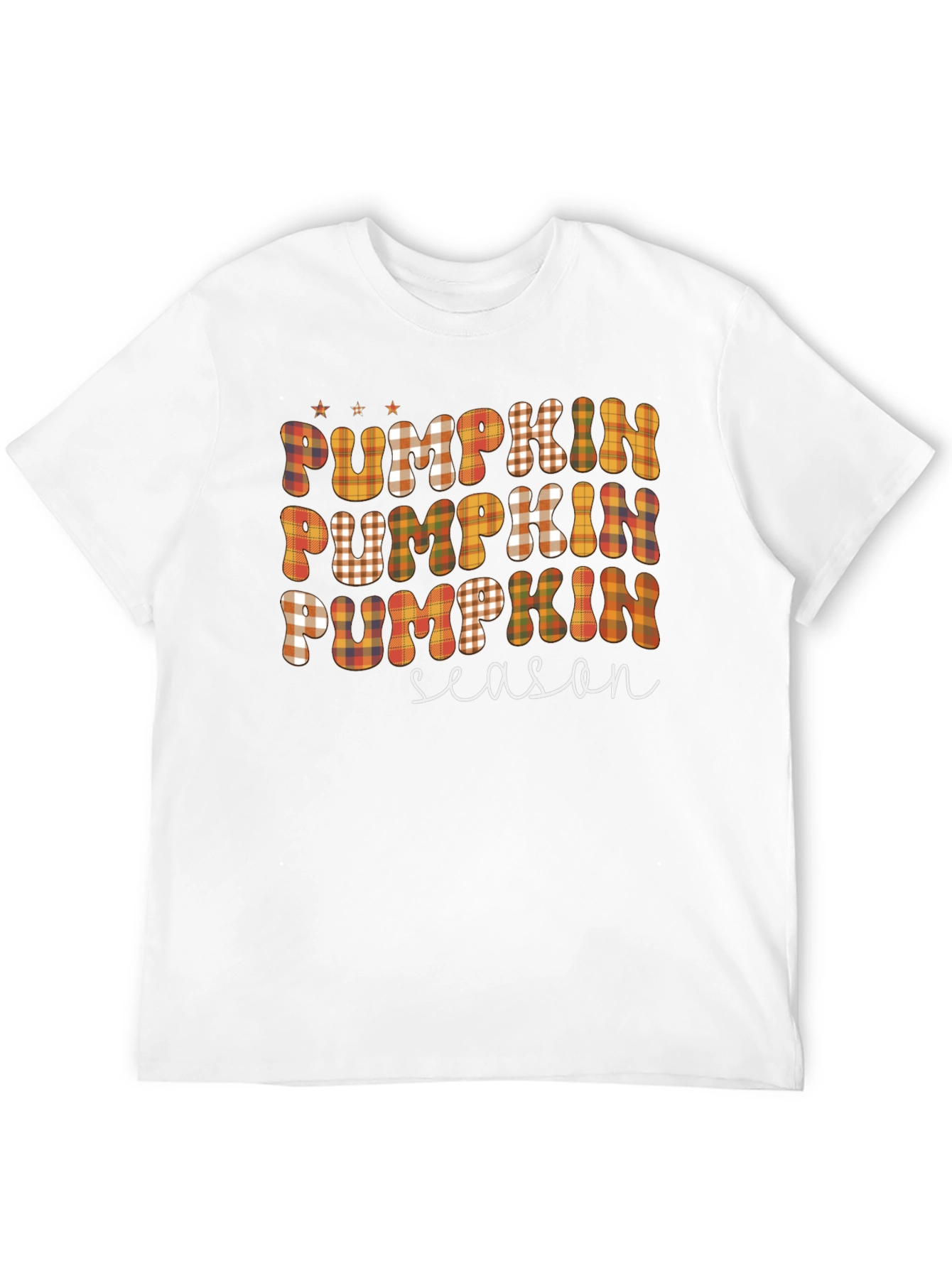 Pumpkin Season Plaid Graphic Tee - Fall Fashion
