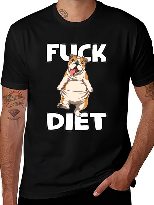Funny Fuck Diet Bulldog Graphic T-Shirt