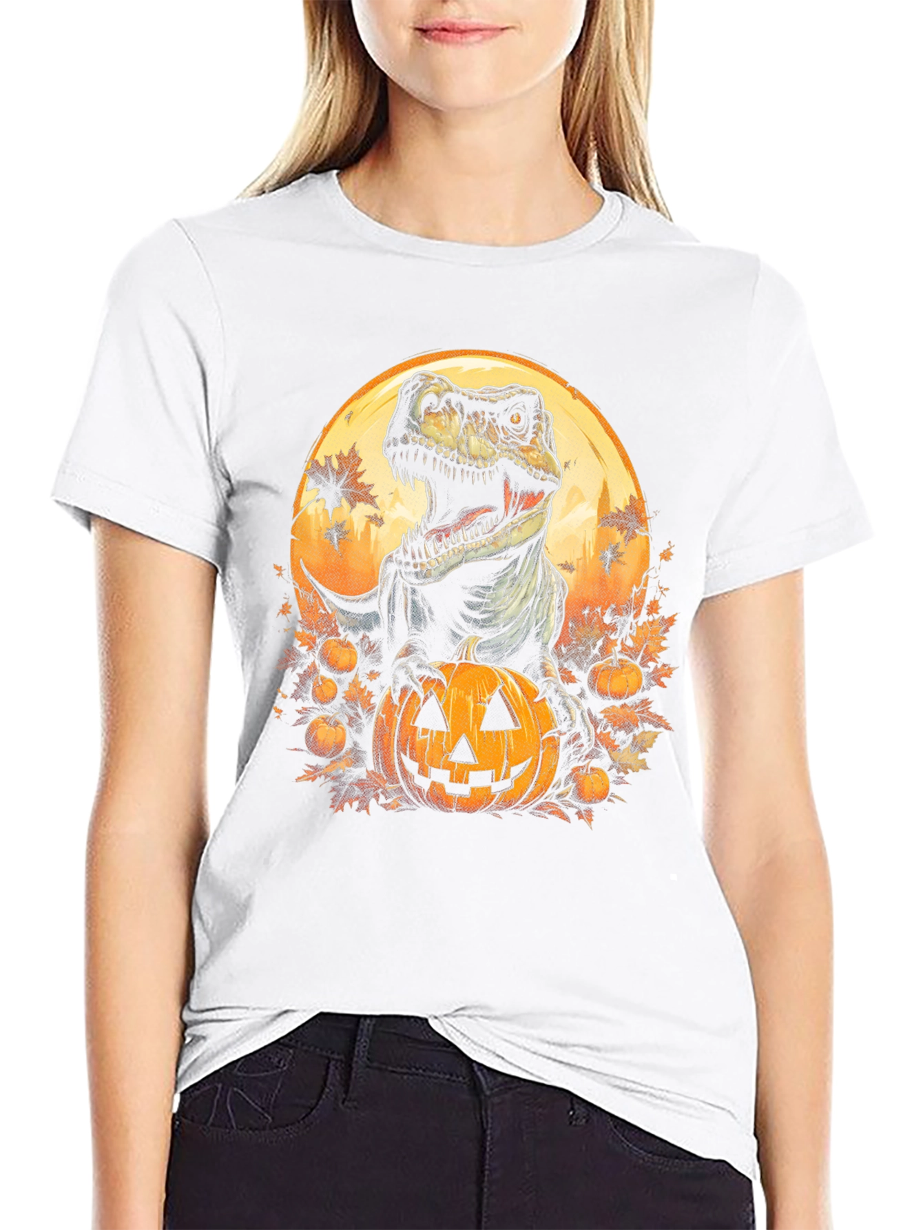 Dino Pumpkin Halloween T-Shirt
