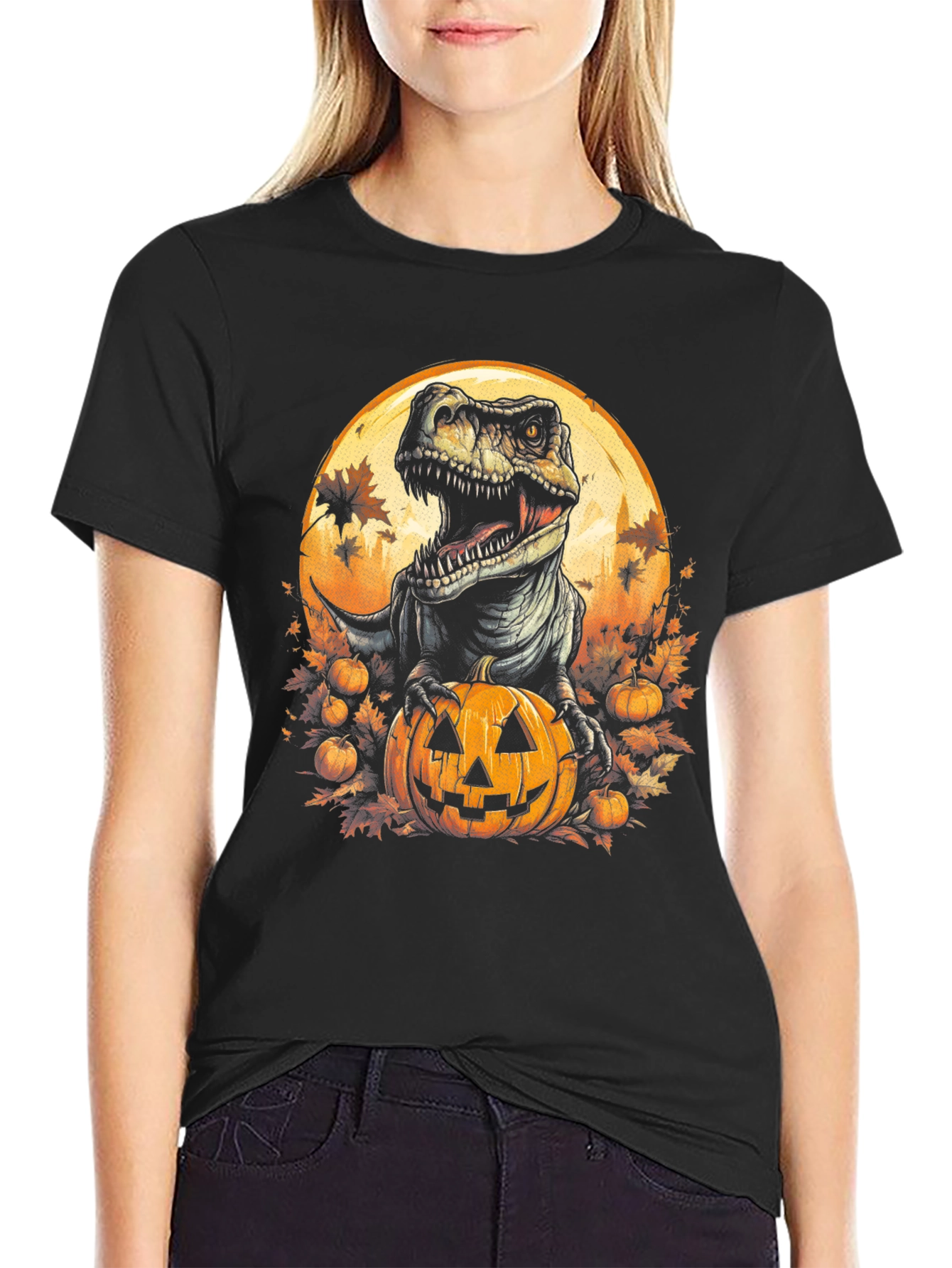 Dino Pumpkin Halloween T-Shirt