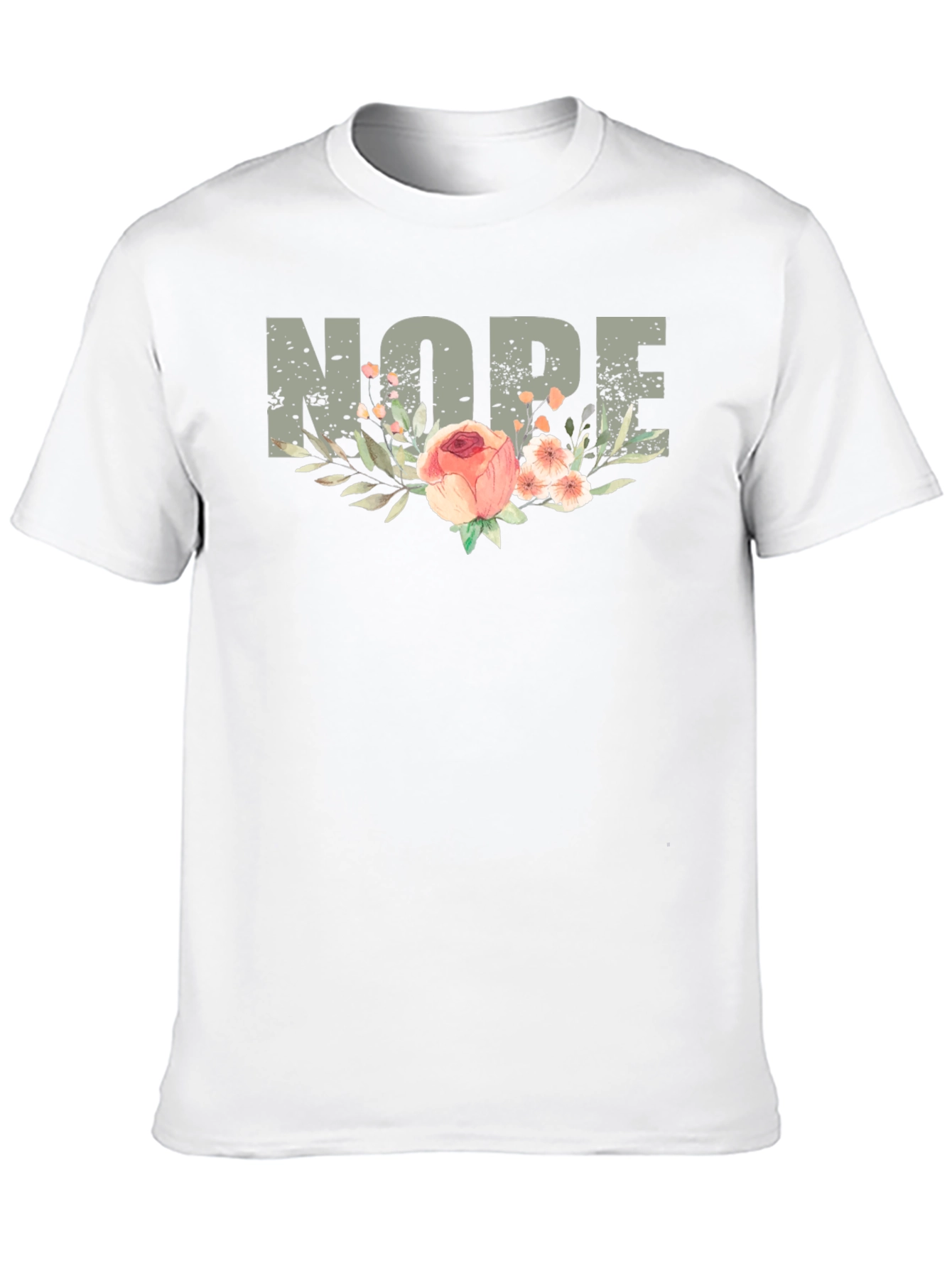 Nope Floral Graphic T-Shirt - Unisex Relaxed Fit