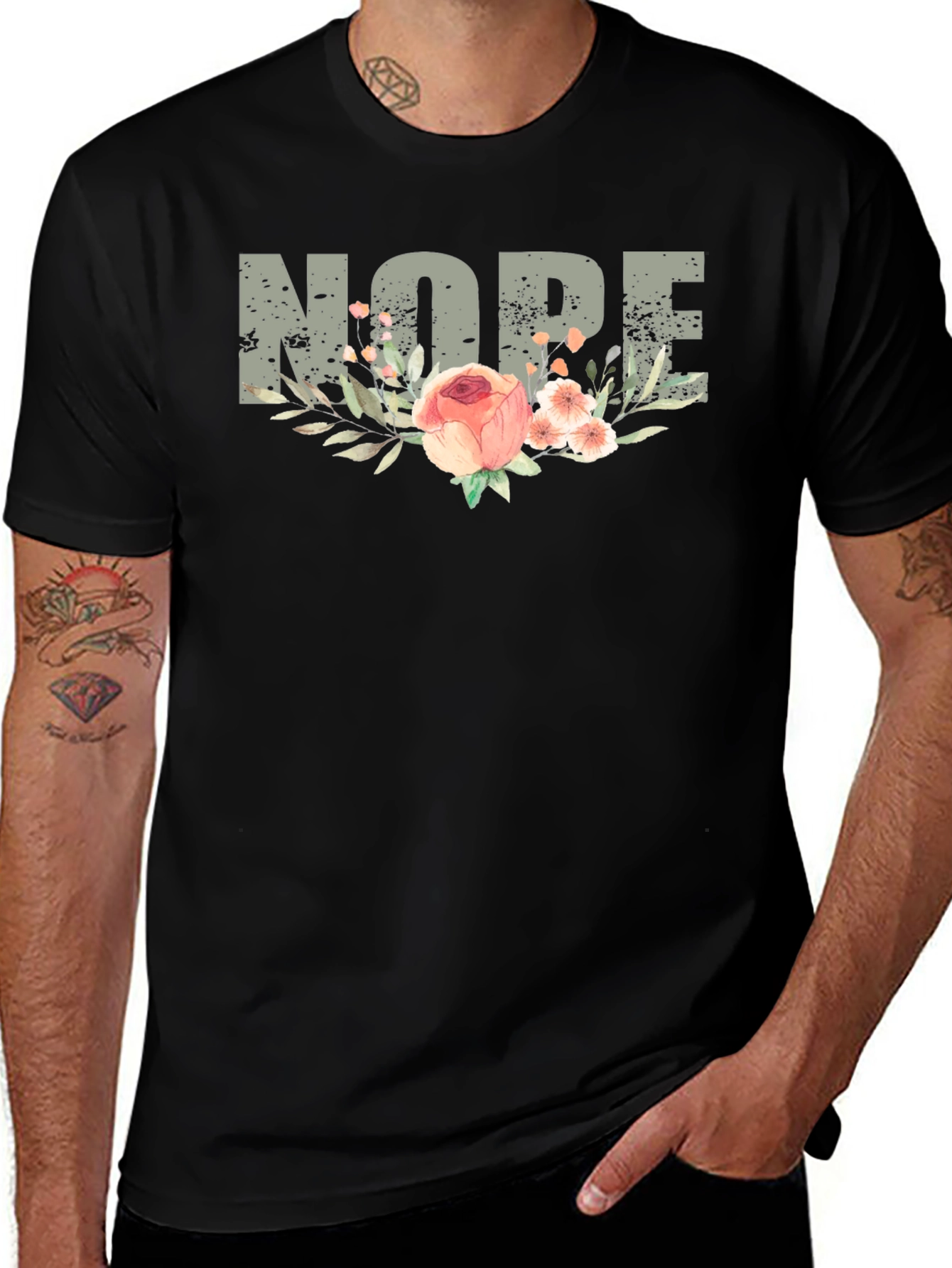 Nope Floral Graphic T-Shirt - Unisex Relaxed Fit
