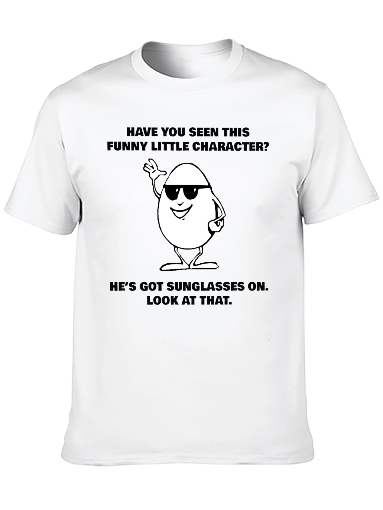Funny Egg Character Graphic T-Shirt - Black