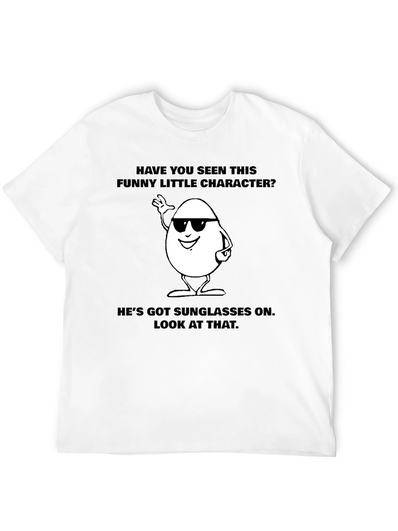 Funny Egg Character Graphic T-Shirt - Black