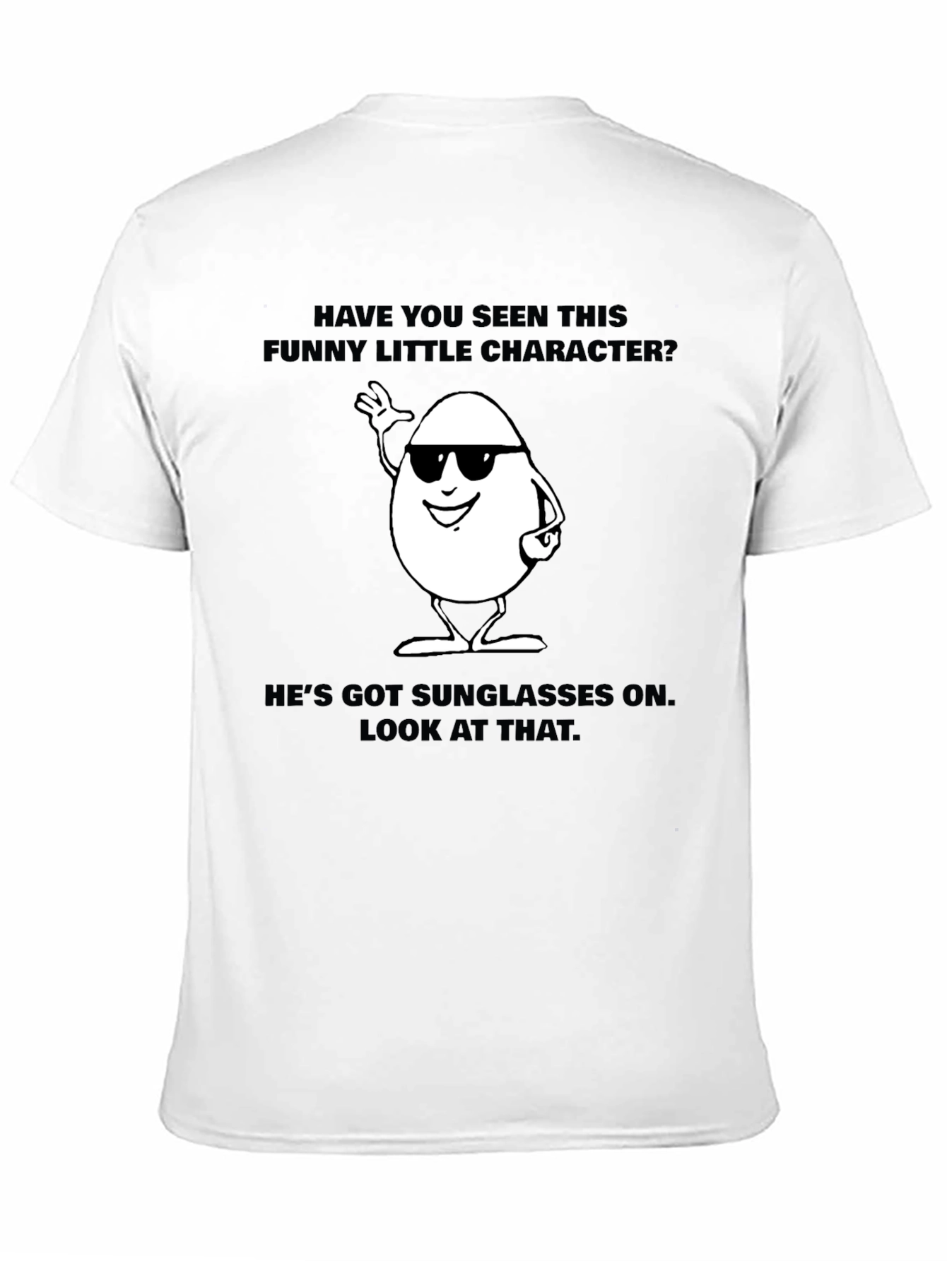 Funny Egg Character Graphic T-Shirt - Black