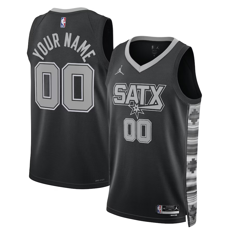 Men's San Antonio Spurs Black 2022/23 Swingman Custom Jerseys - Statement Edition