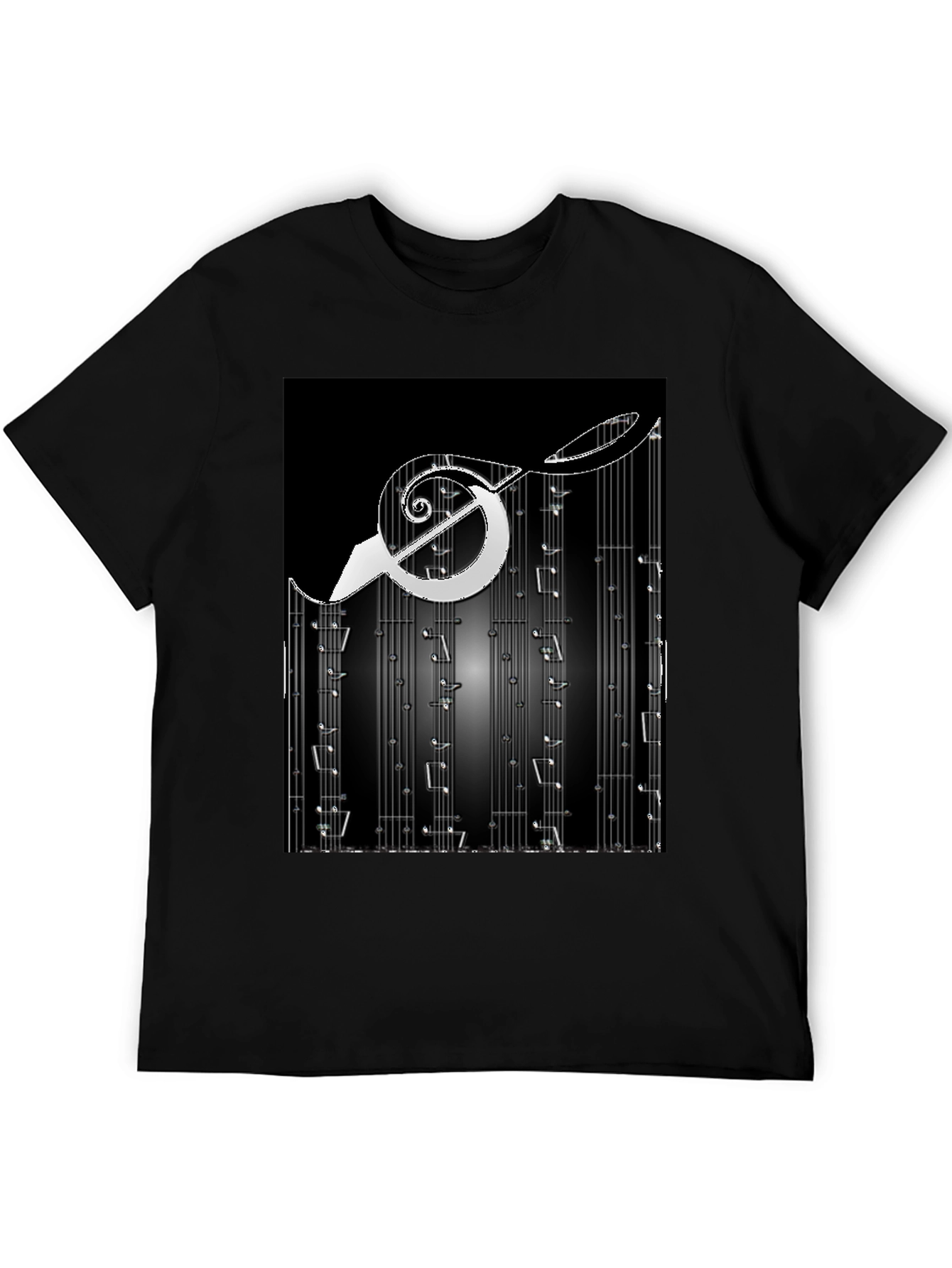 Music Note Graphic Print Black T-Shirt