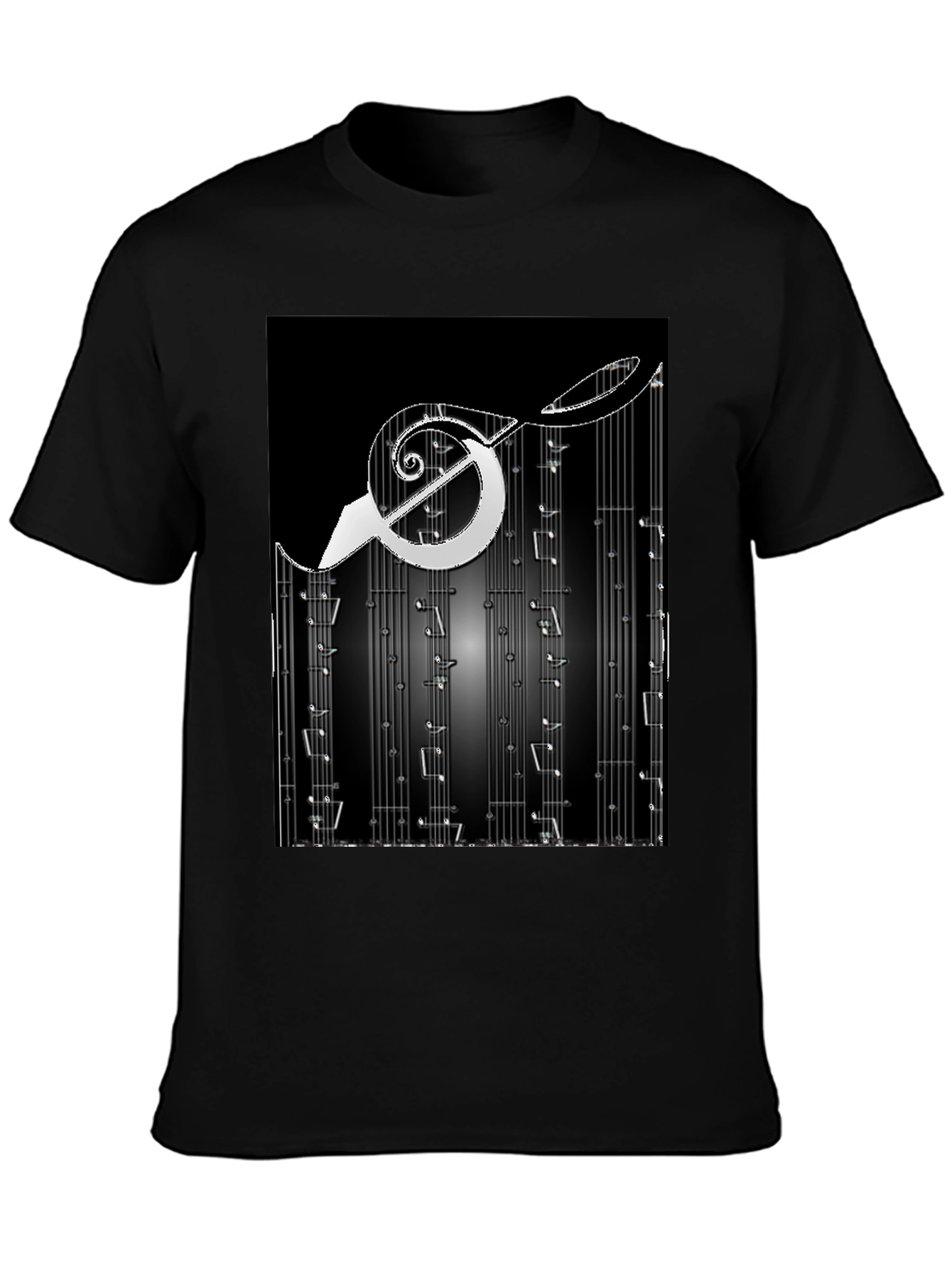 Music Note Graphic Print Black T-Shirt