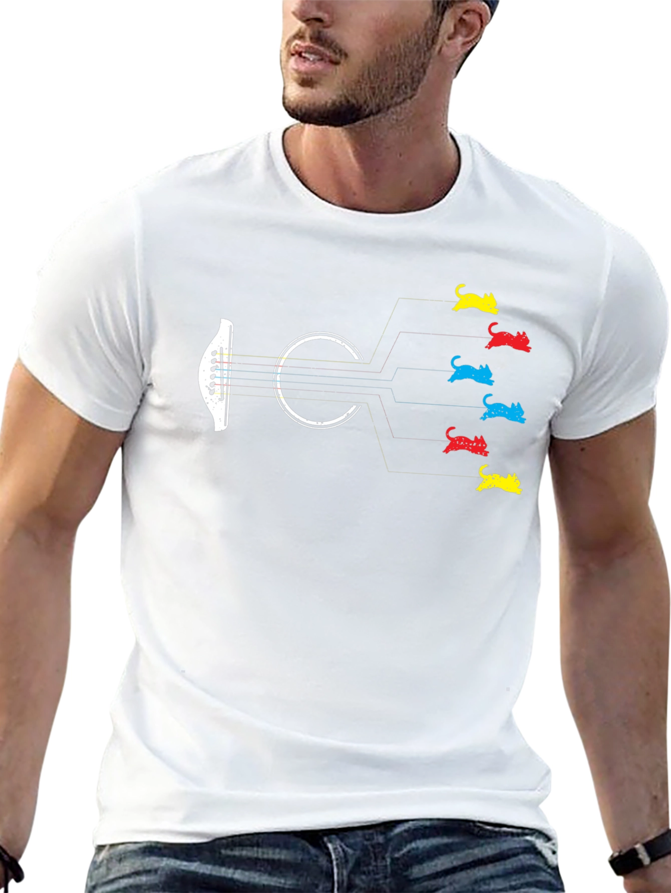 Guitar Cat T-Shirt - Musician Tee