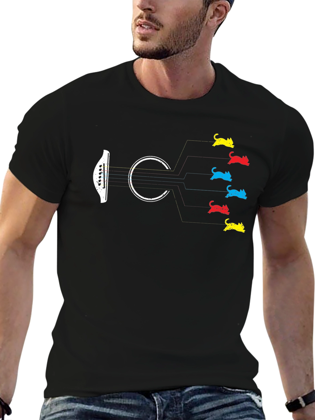 Guitar Cat T-Shirt - Musician Tee