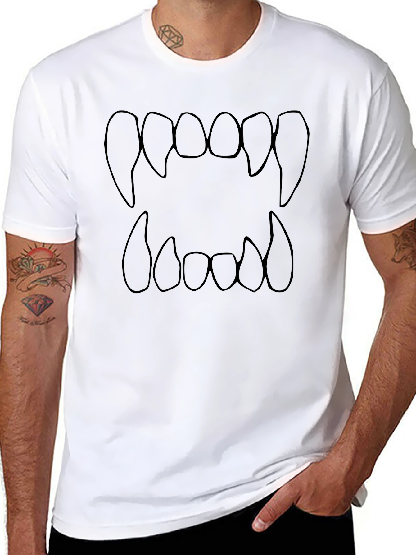 Vampire Teeth Graphic Tee - Spooky Season Shirt