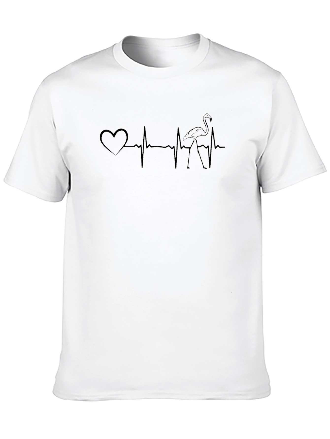 Heartbeat Flamingo Graphic Tee - Black Cotton T-Shirt