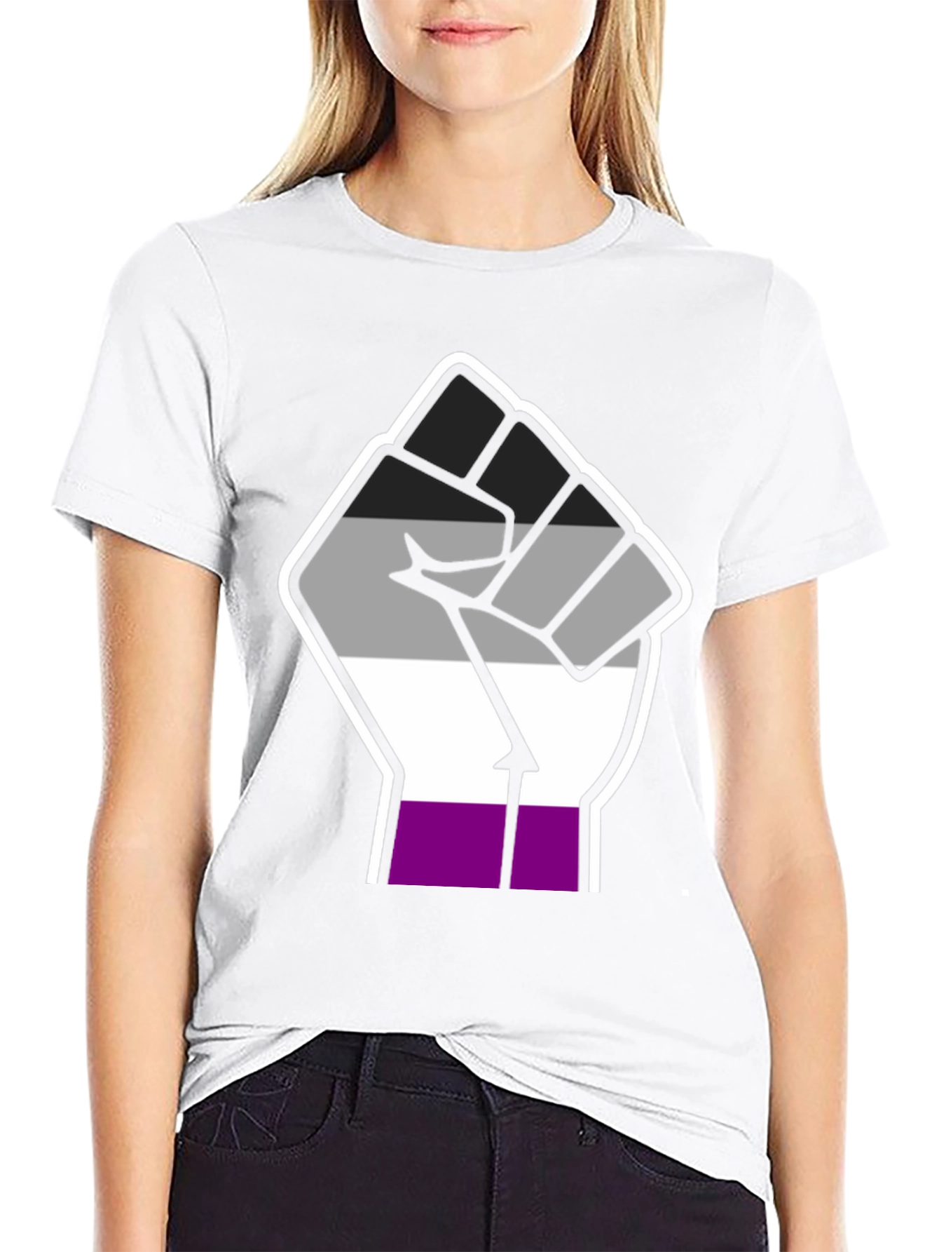 Asexual Pride Fist Black T-Shirt