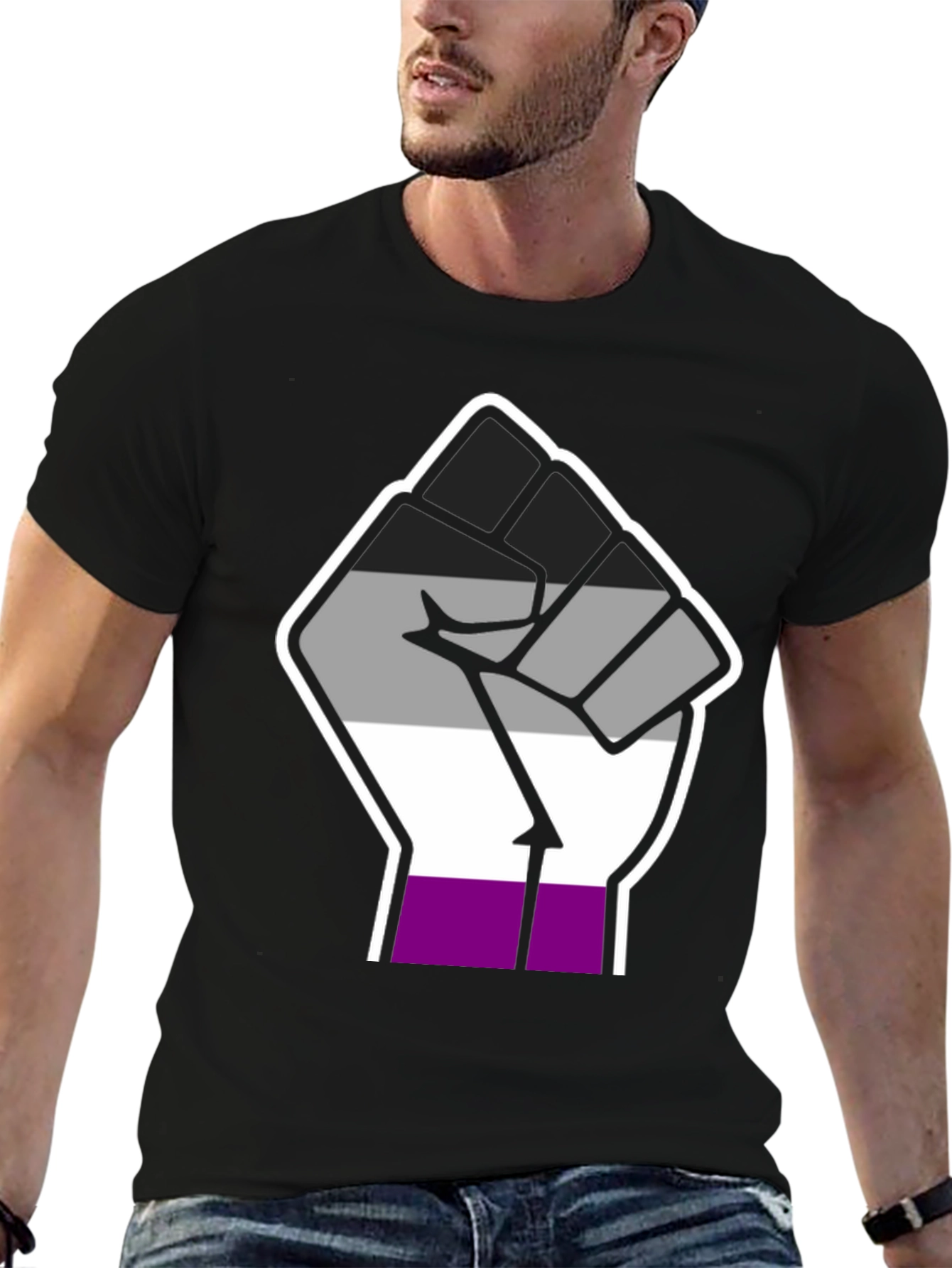 Asexual Pride Fist Black T-Shirt