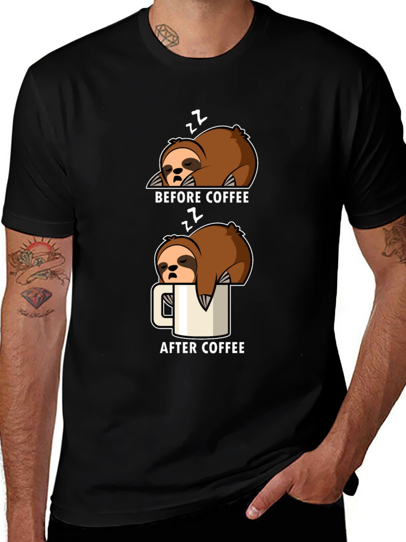 Sloth Before and After Coffee T-Shirt