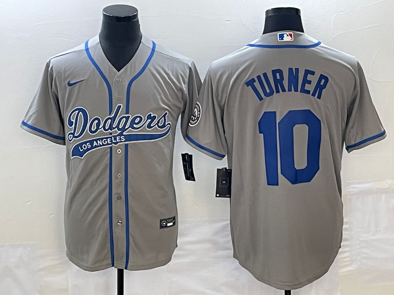Men's Los Angeles Dodgers Justin Turner #10 Gray Player Jerseys Joint Edition